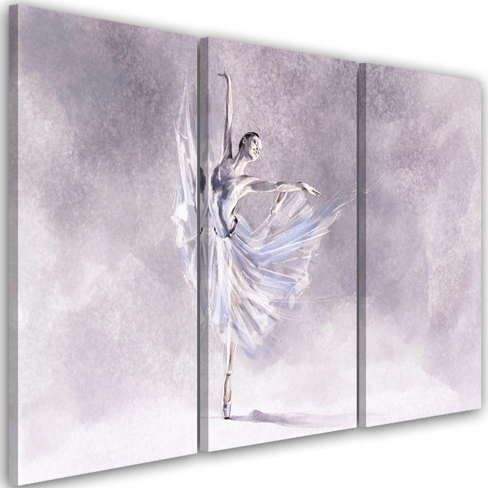 Lærredstryk 3 dele, Ballerina Pirouet