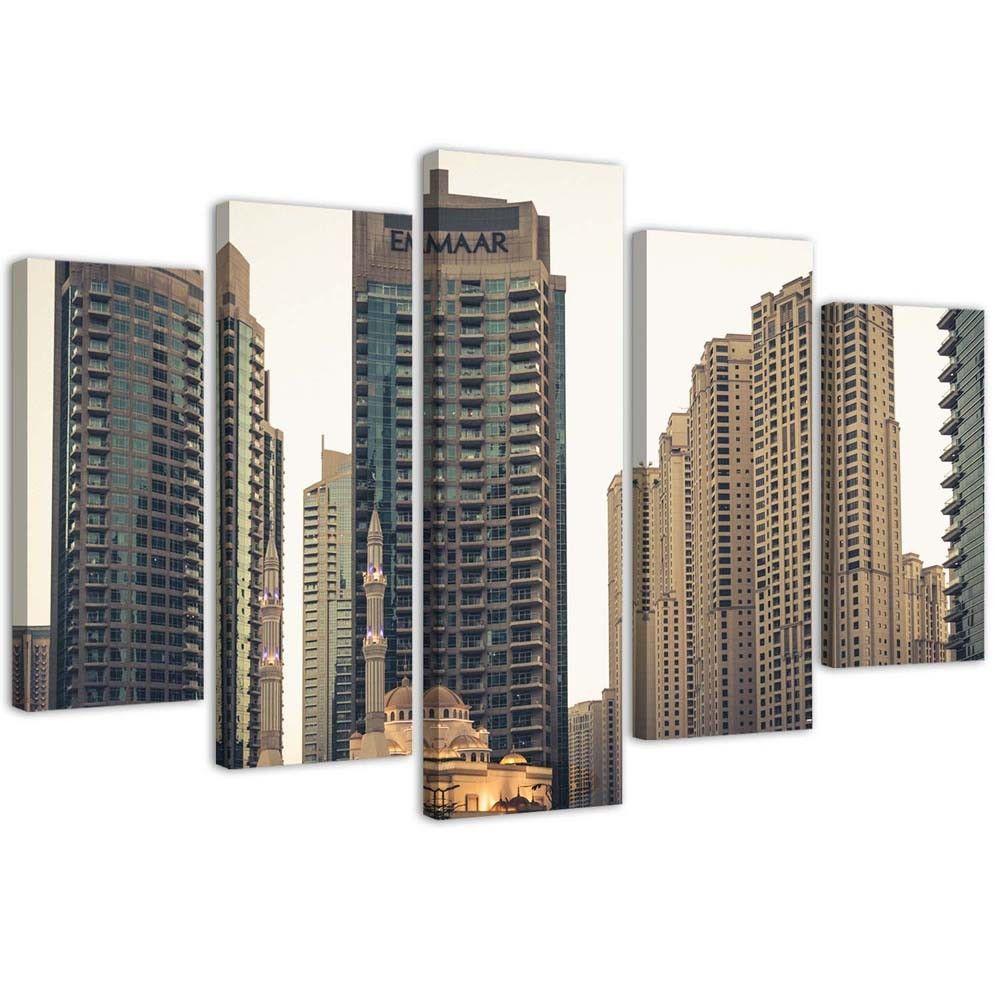 Lærredstryk 5 stykker, Dubai Architecture City