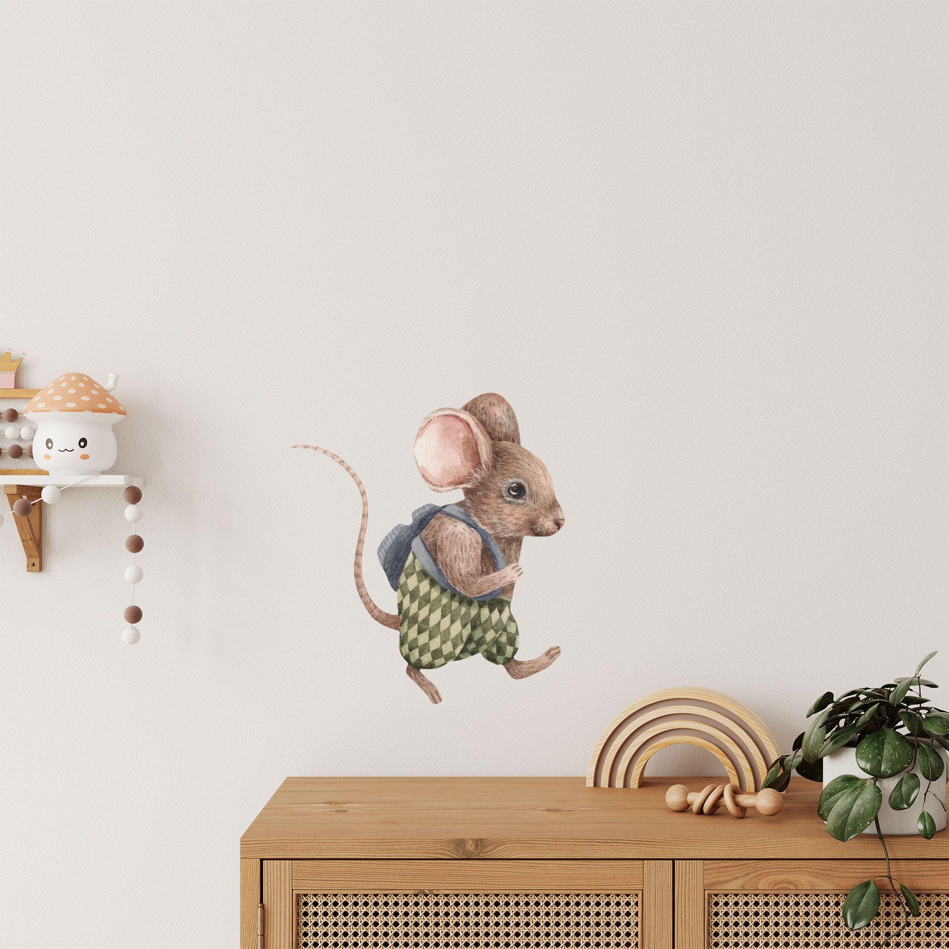 Wallsticker Lille mus på opdagelsesrejse - Kikki Belle