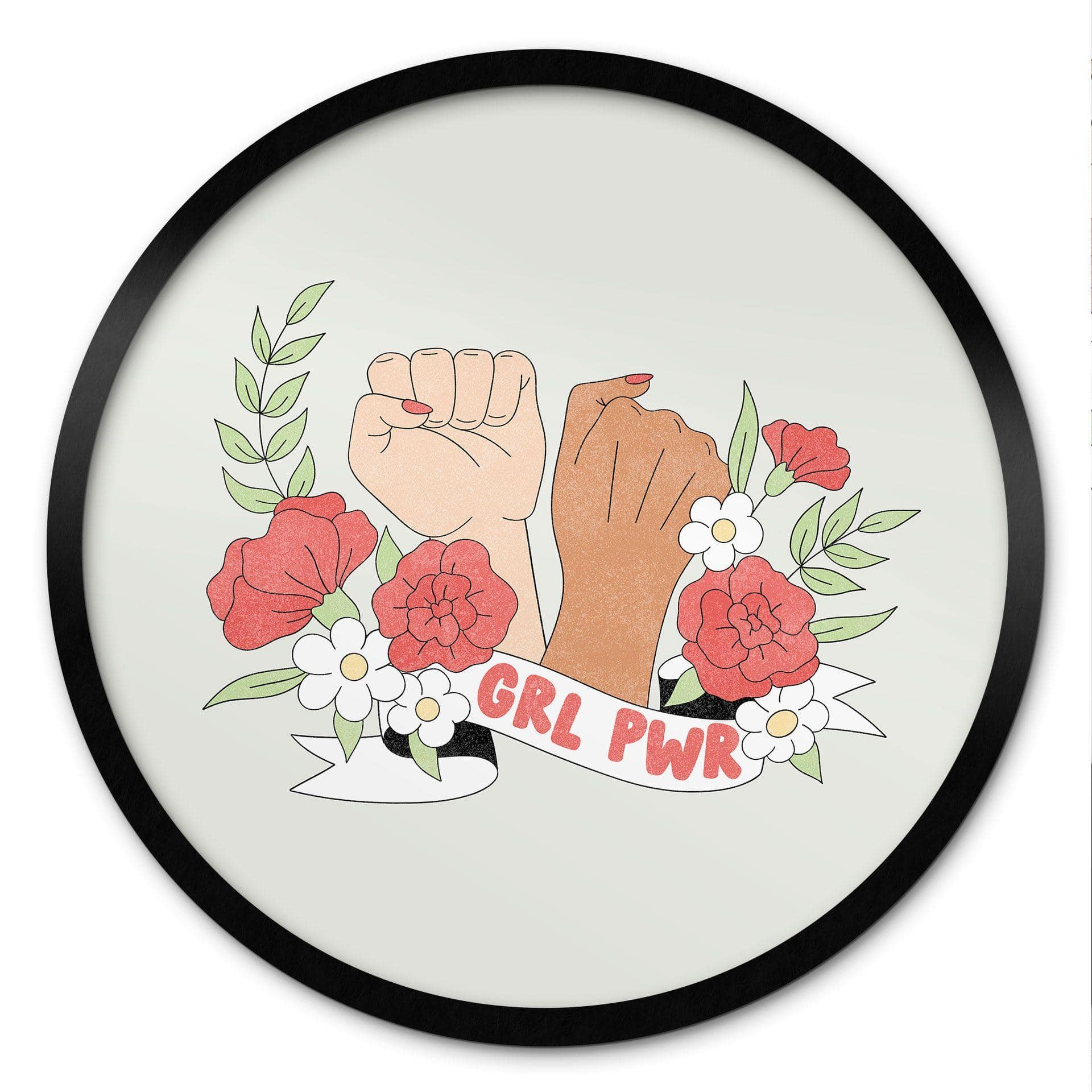 Plakat Girl Power Flowers Statement - rund