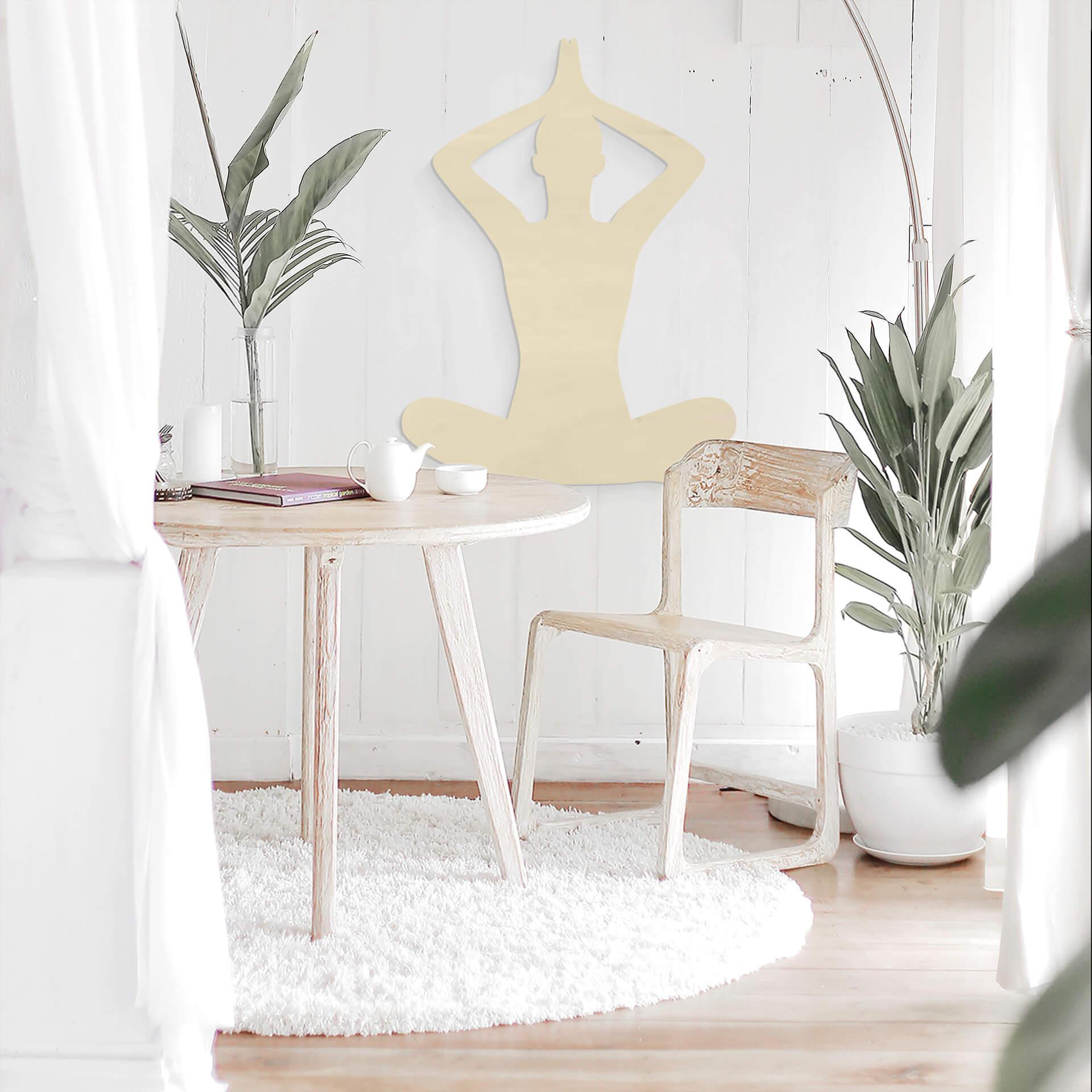 Décoration murale en bois placage de peuplier - Yoga - Position assise 02
