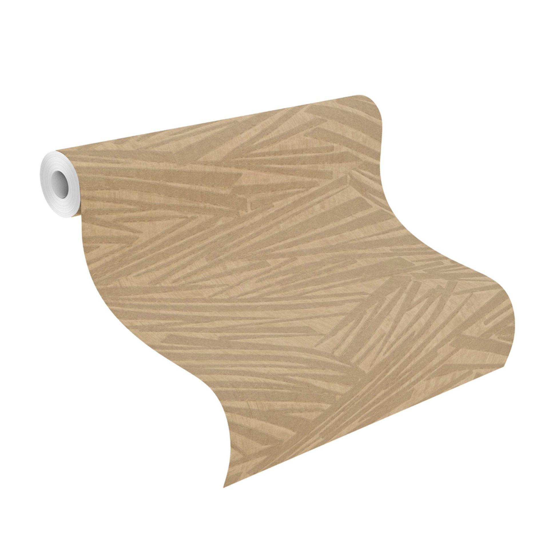 stribet tapet, non-woven tapet Sky Lounge brun-guld metallic 10.00x1.06 m