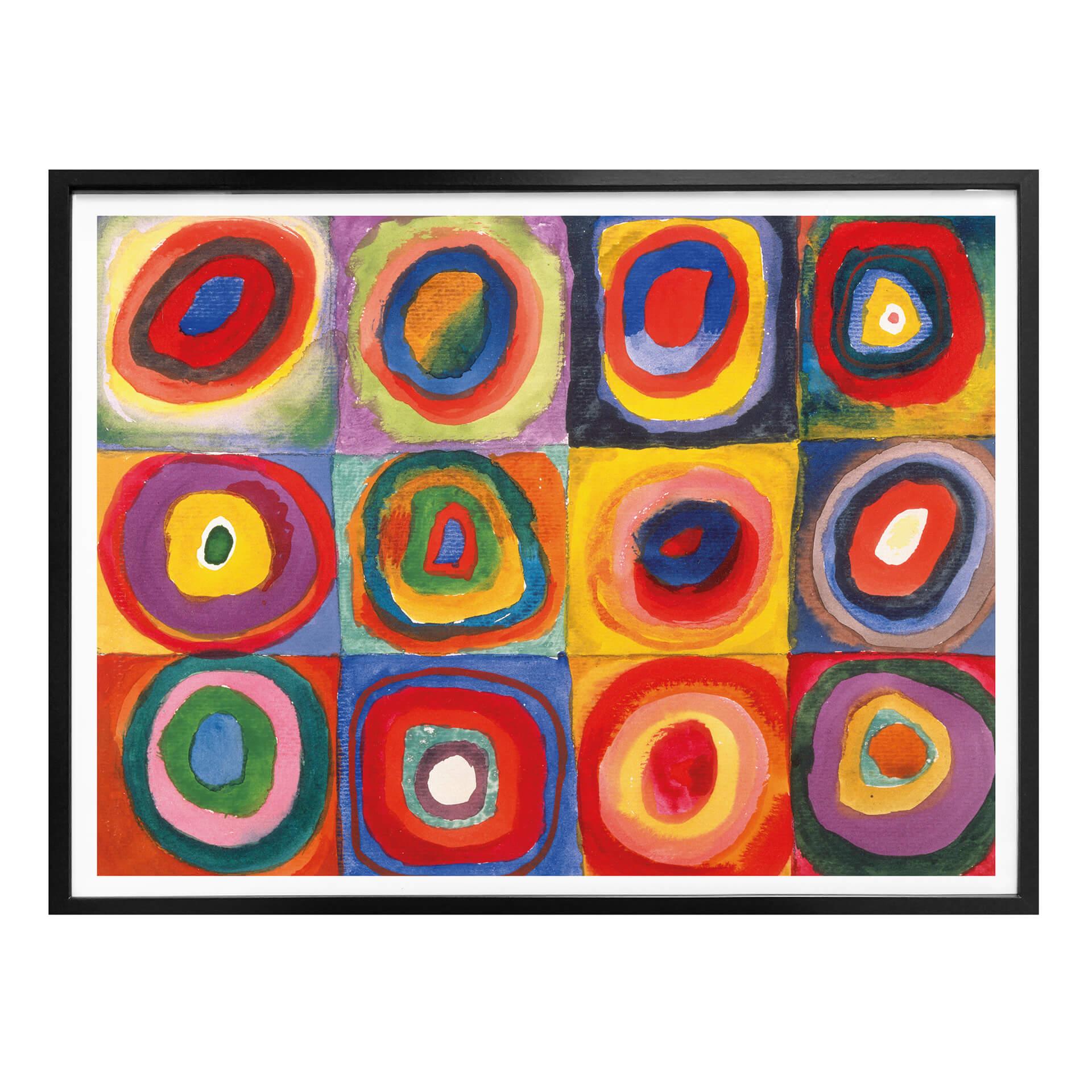 Póster Kandinsky - Estudio de color: cuadrados y anillos concéntricos