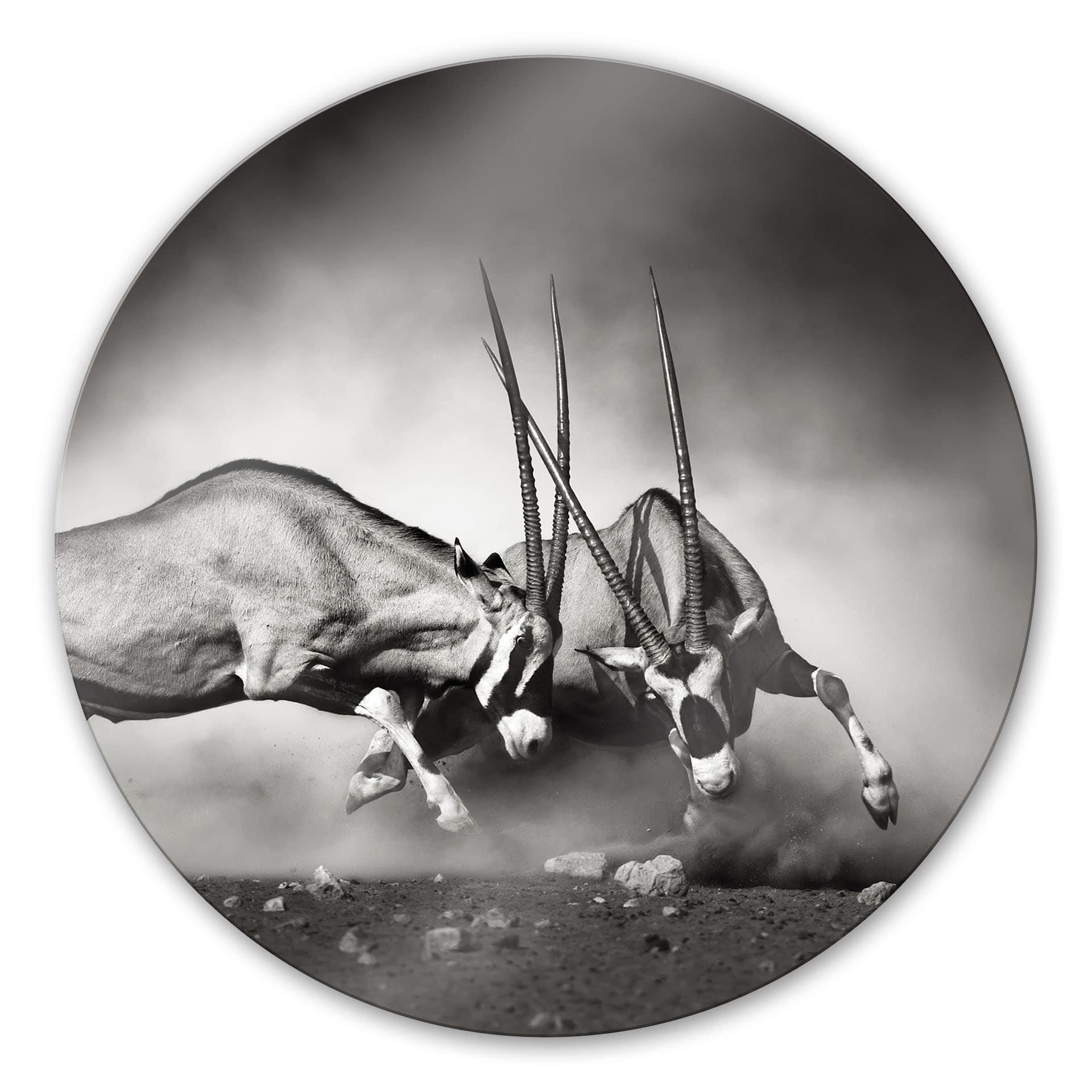 Tableau en verre - Le duel - rond