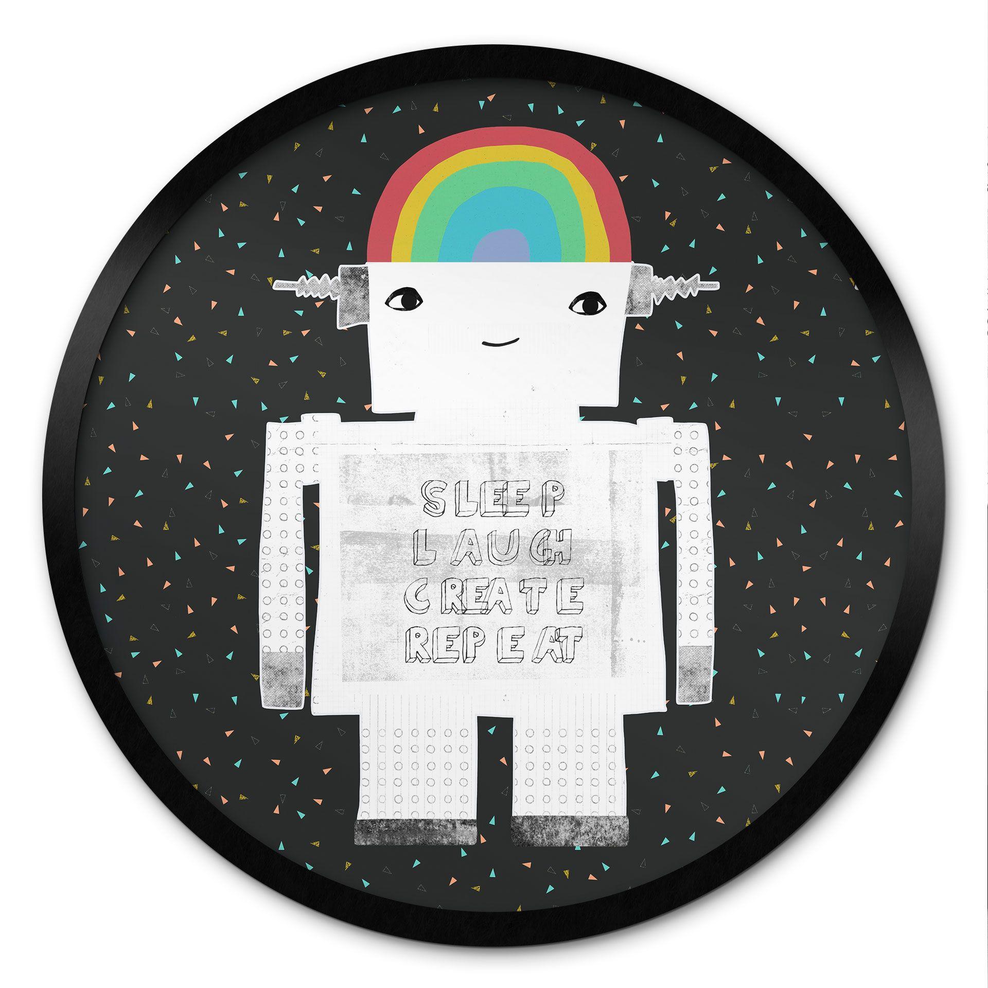 Plakat Rainbow Robot Sleep Laugh Create - Treechild - Rund