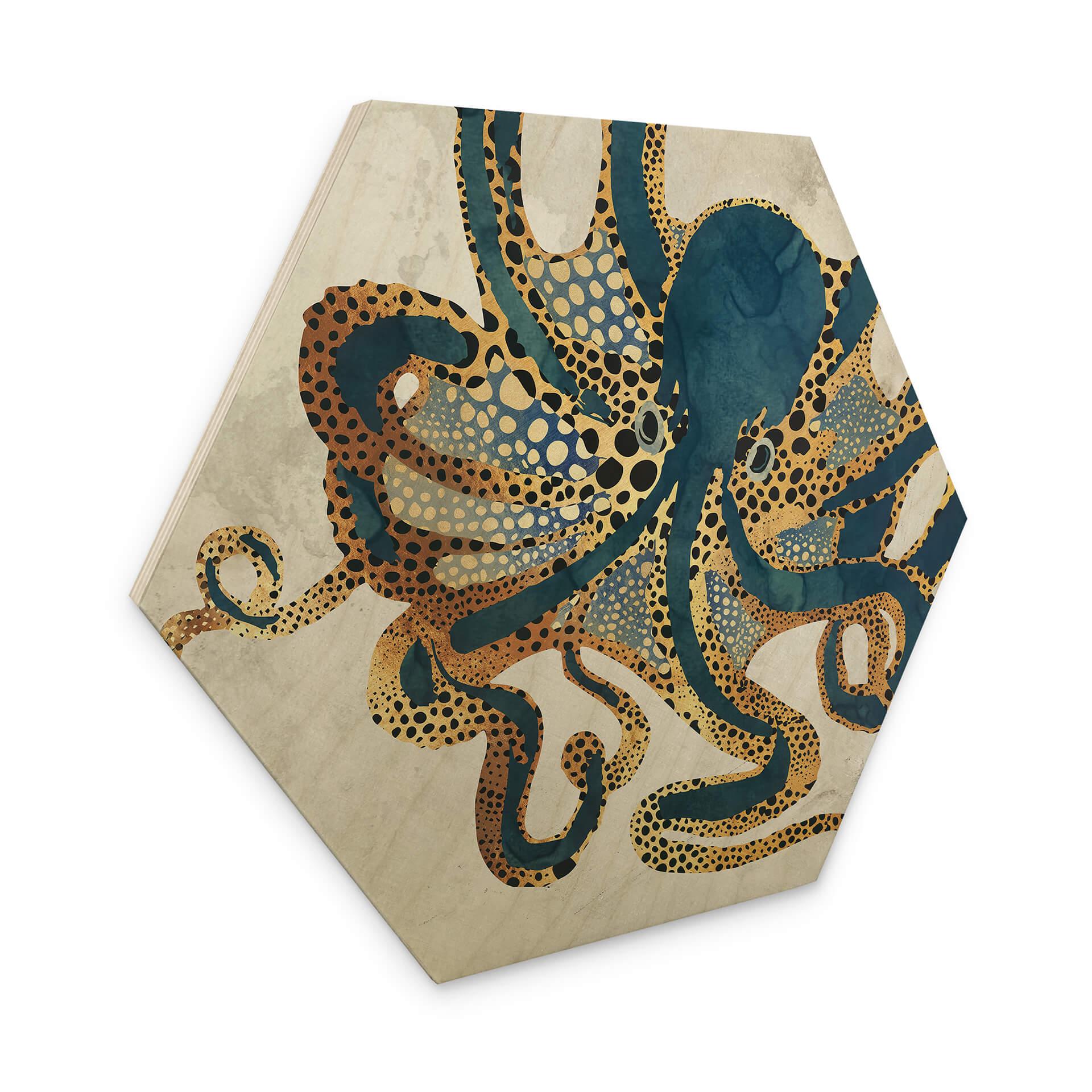 Hexagone - Bois SpaceFrog Designs - Pieuvre dorée