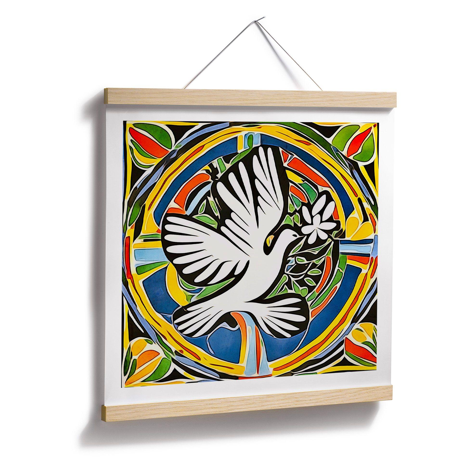 Poster Kleurrijke vredesduif - Geïnspireerd door Matisse - Zamart