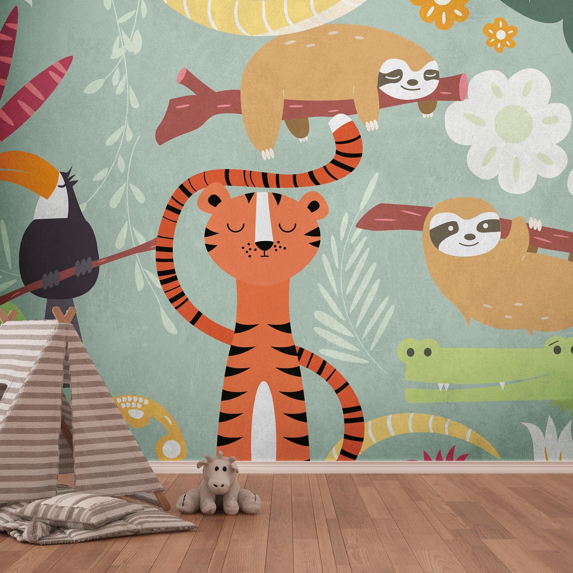 Livingwalls Kinderzimmer Tapete Metropolitan Stories THE WALL Vliestapete Dschungel Tiere bunt