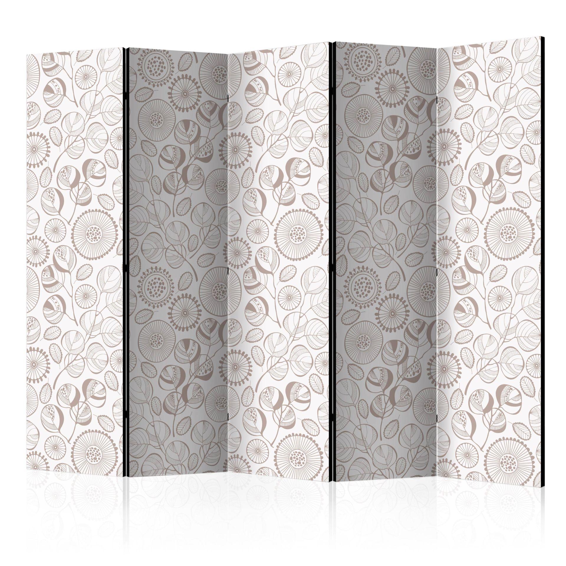 Screen room divider - Grene i bevægelse, 5-delt - 225x172 cm