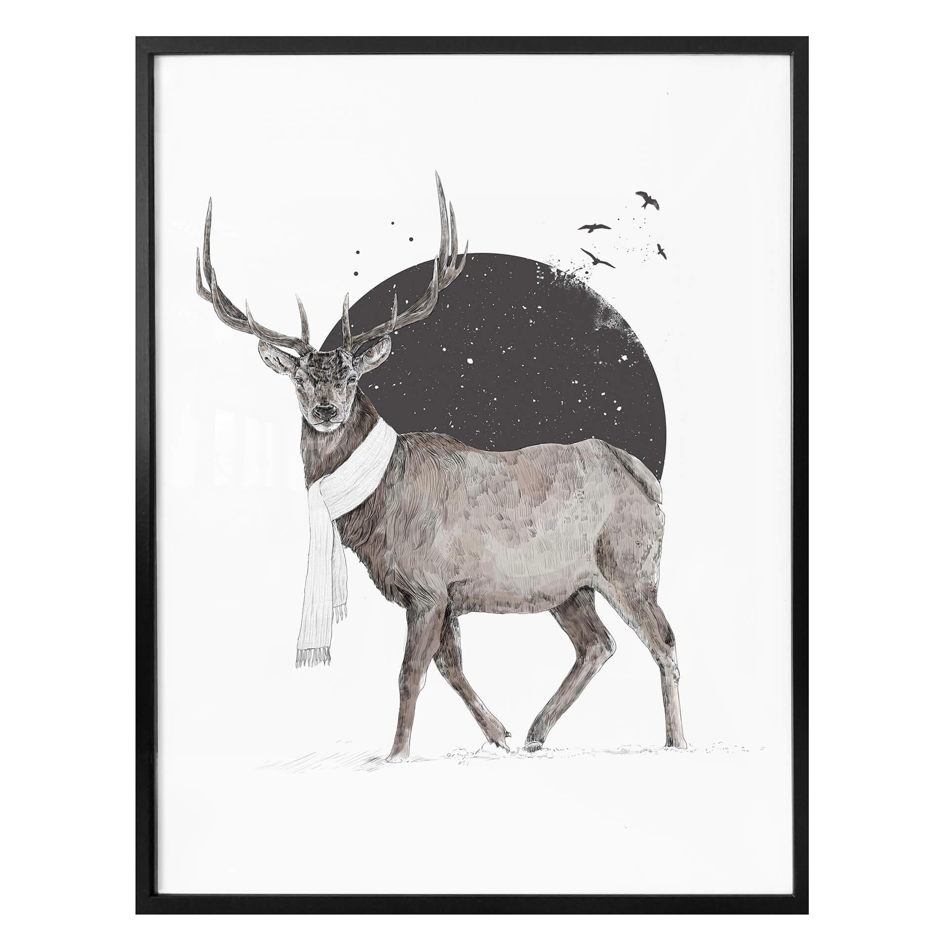 Póster Solti - Ciervos en invierno