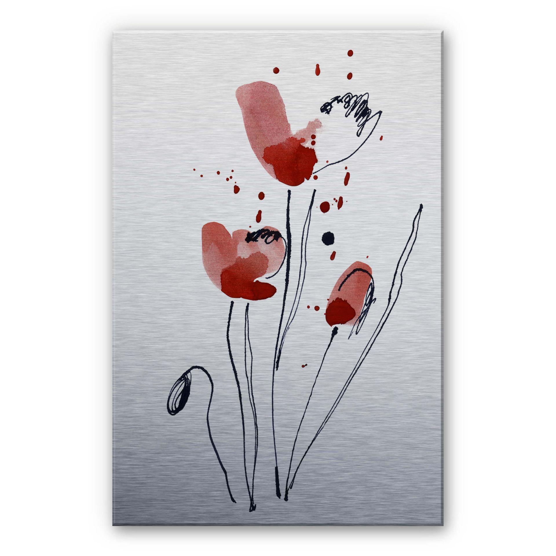 Illustration af valmuer på aluminium – print på aluminium (Alu-Dibond)