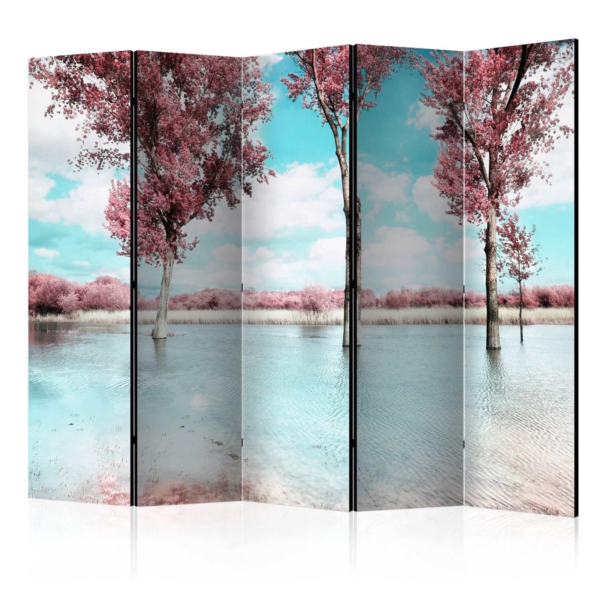 Screen room divider - Efterårslandskab, 5-delt - 225x172 cm