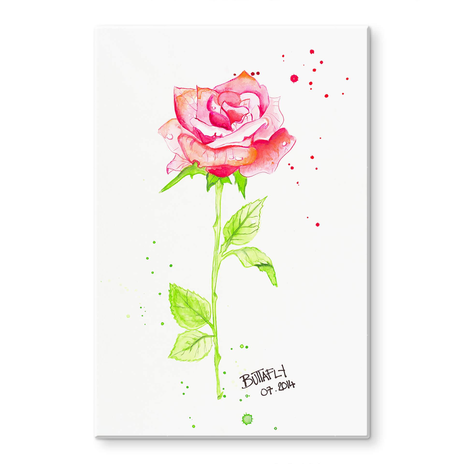 Glasschilderijen Buttafly - Rose