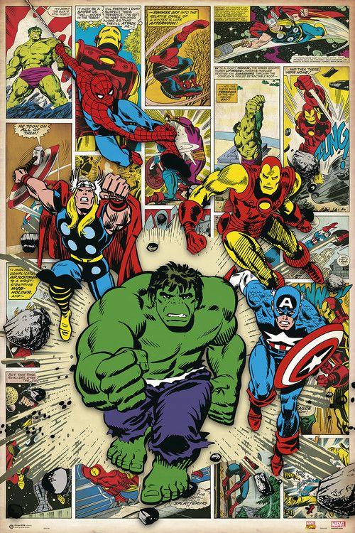 Poster, film poster Marvel Comic - Here Come The Heroes 61x91,5 cm