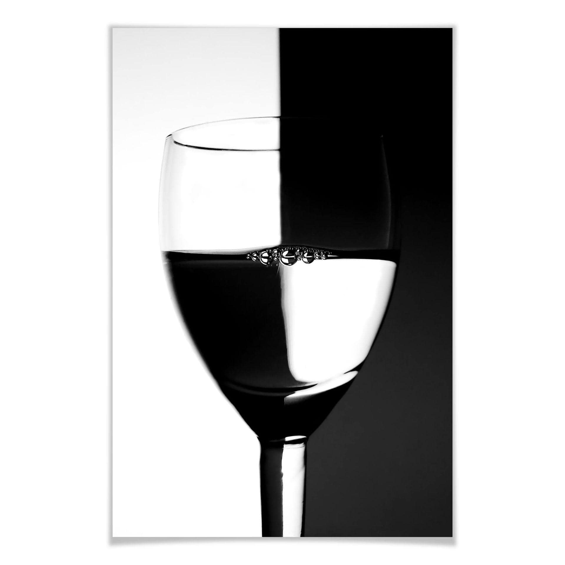 Poster - Verre de vin - noir/blanc