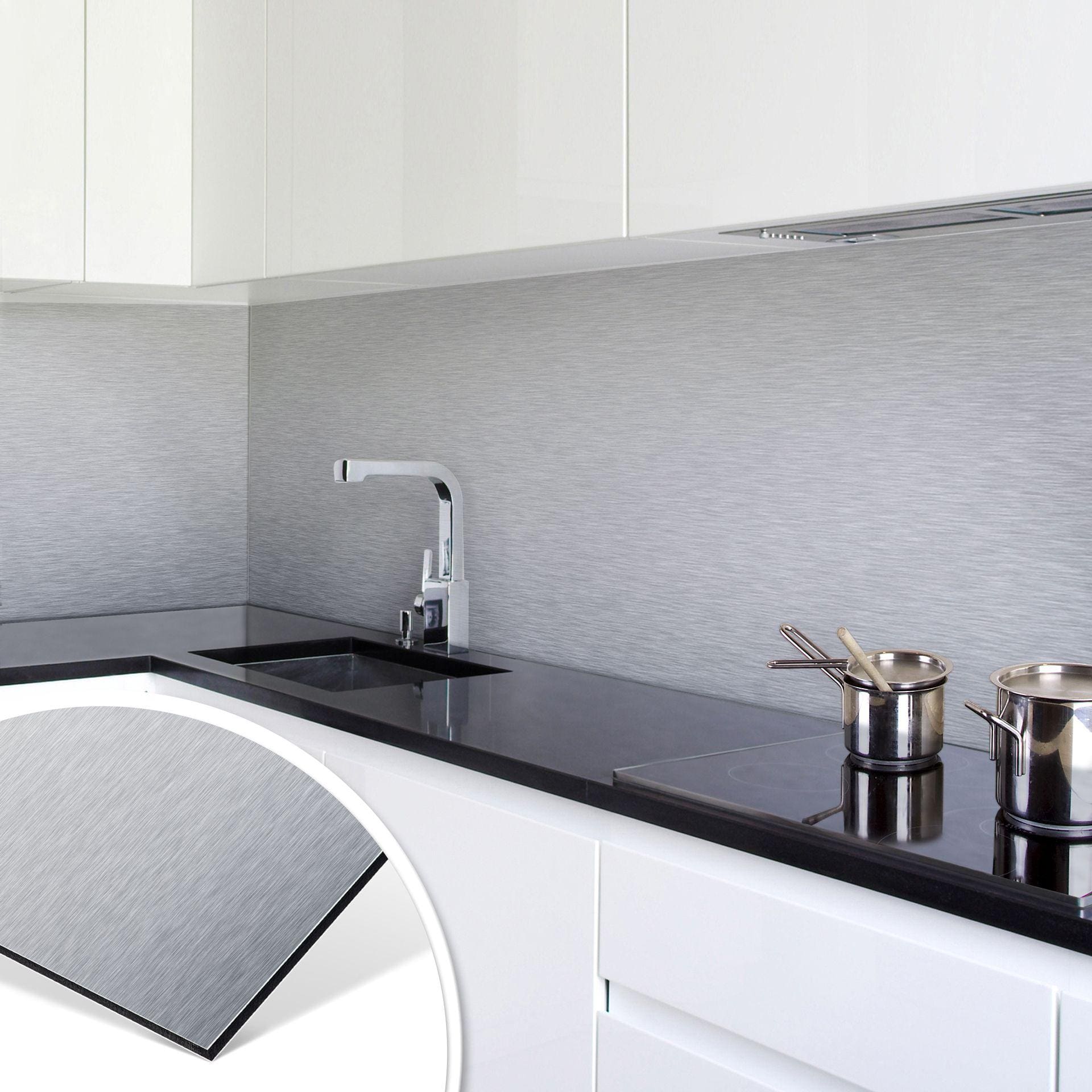 Revêtement pour cuisine - Alu-Dibond - Argent