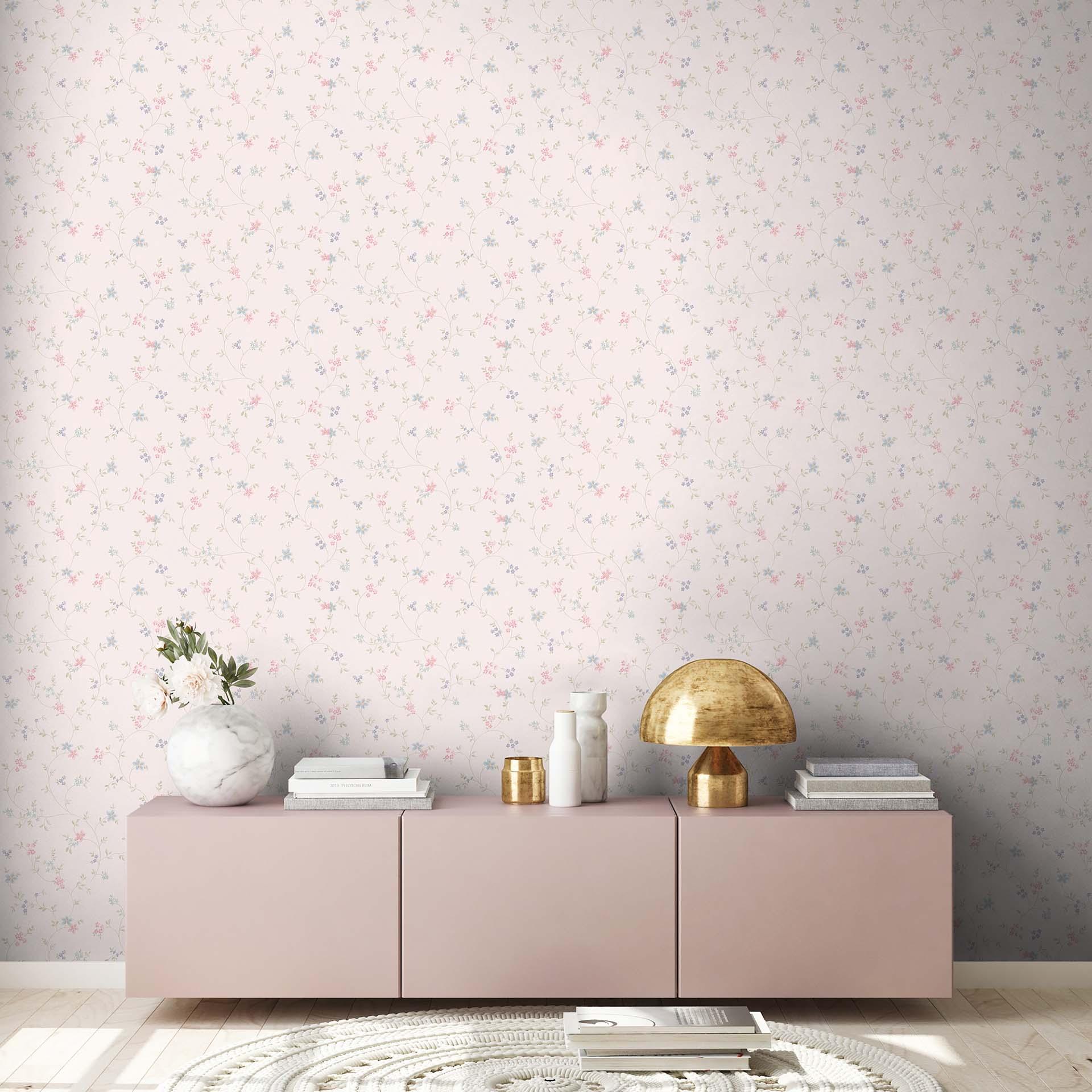 Papel pintado Floral rosa - papel pintado no tejido Casa de campo A.S. Création - textura ligera mate
