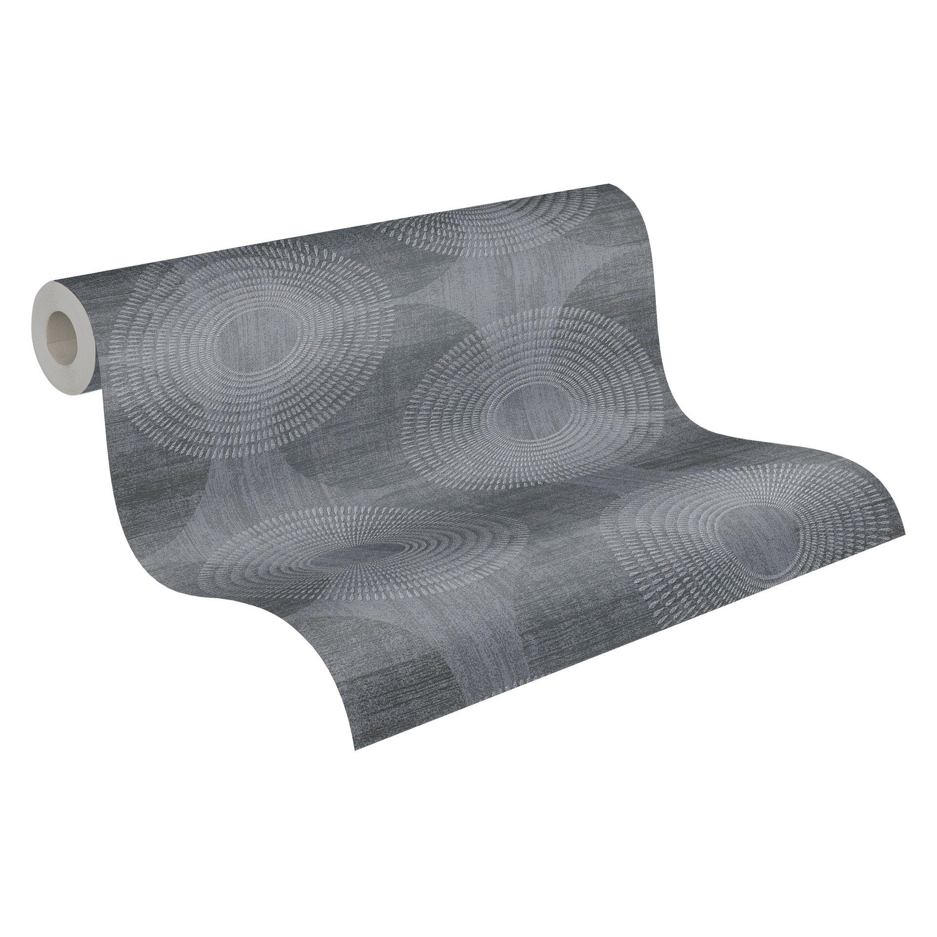 A.S. Création Attractive Papier peint intissé avec des cercles/ronds - noir