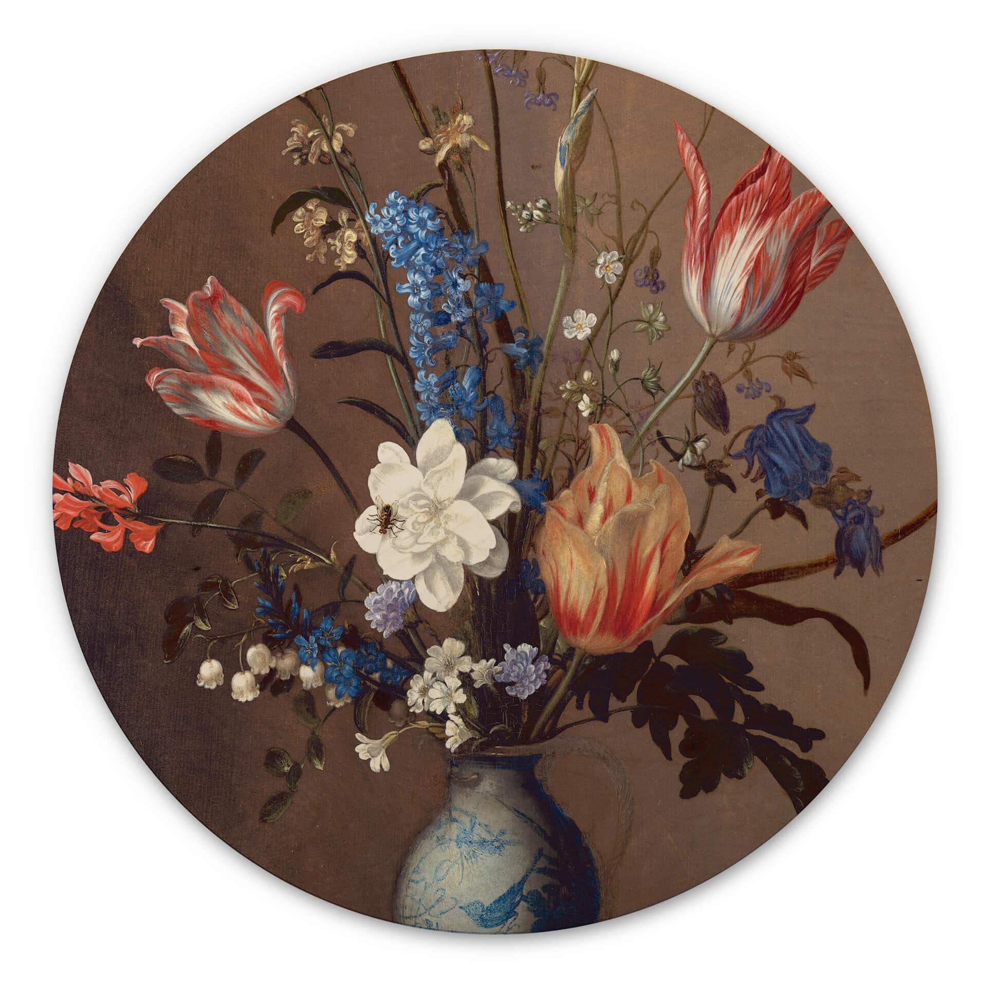 Cuadro de madera Van der Ast - Flores en un jarrón Wan-Li - Redondo