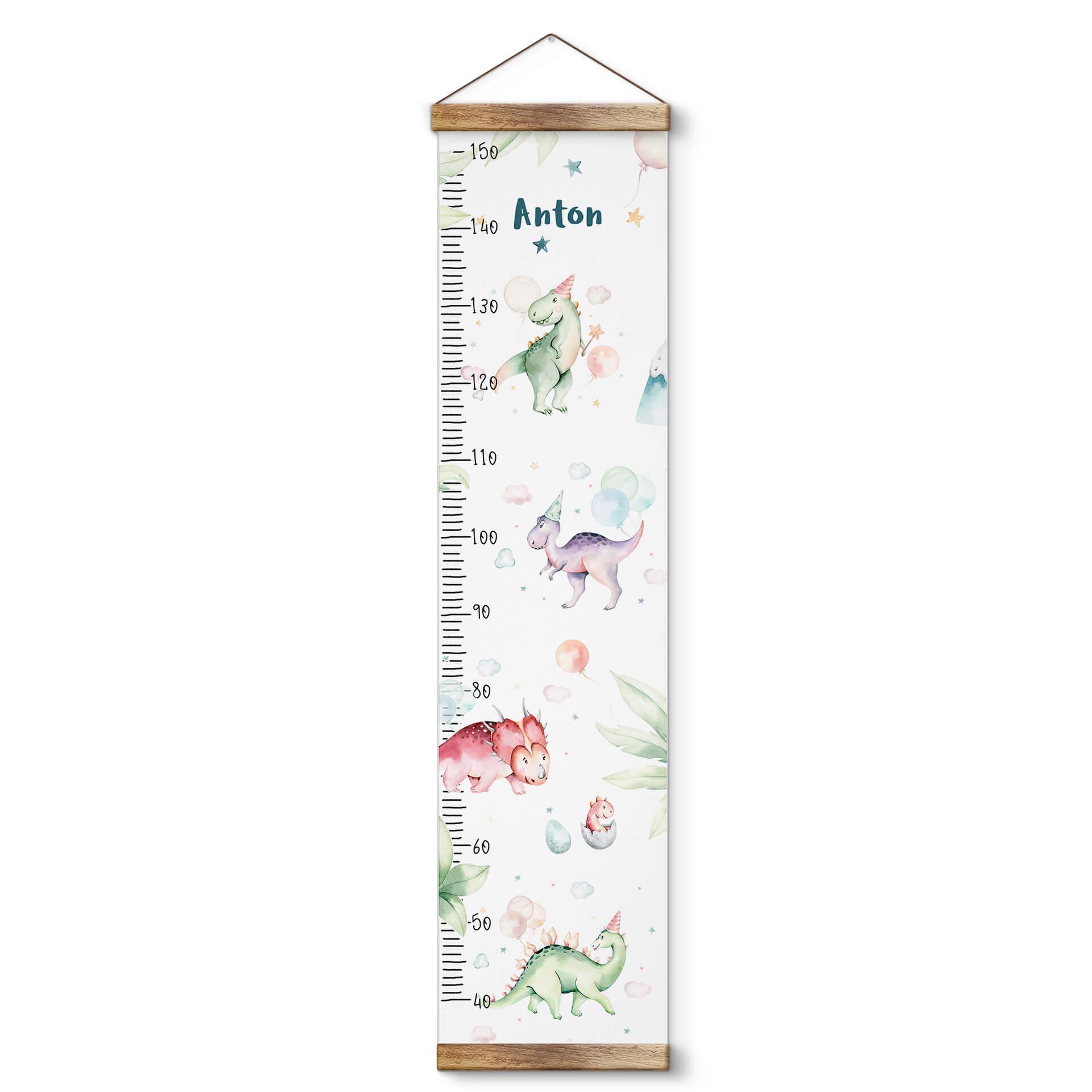 Vara de medir personalizada para niños - Kvilis - Dinosaurio - 30x120 cm