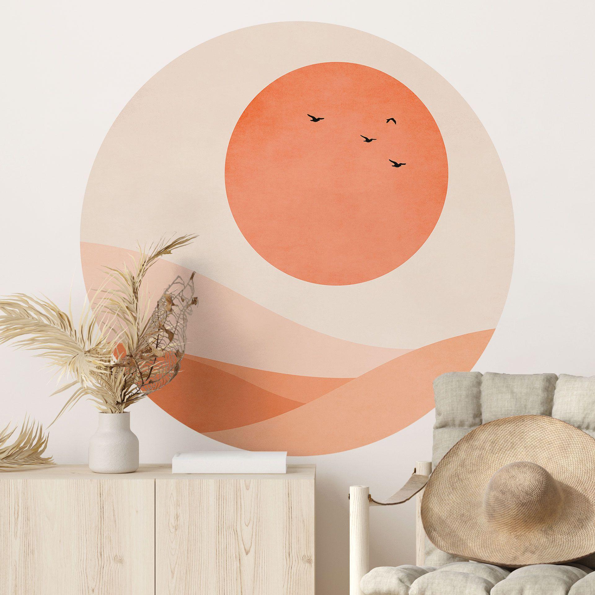 Vinilo decorativo Paisaje armonioso naranja - Cubistika - Redondo
