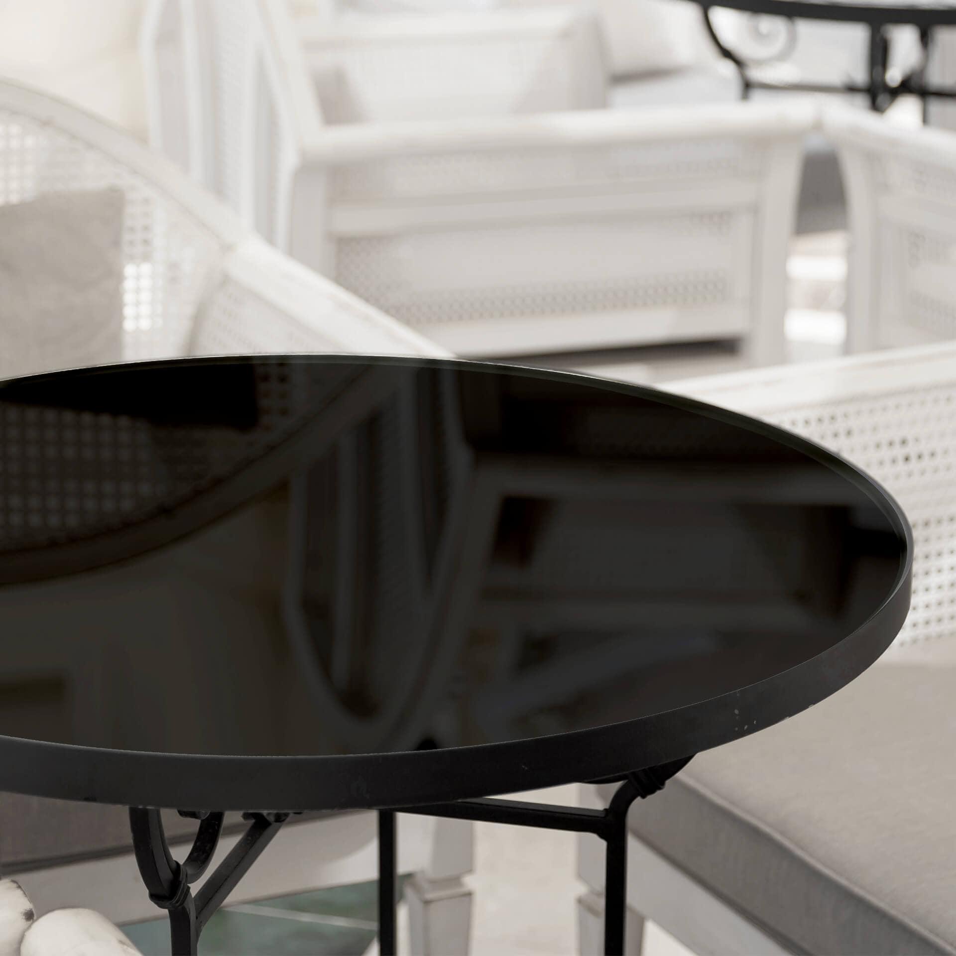 Plateau de table en verre - Noir uni - Rond
