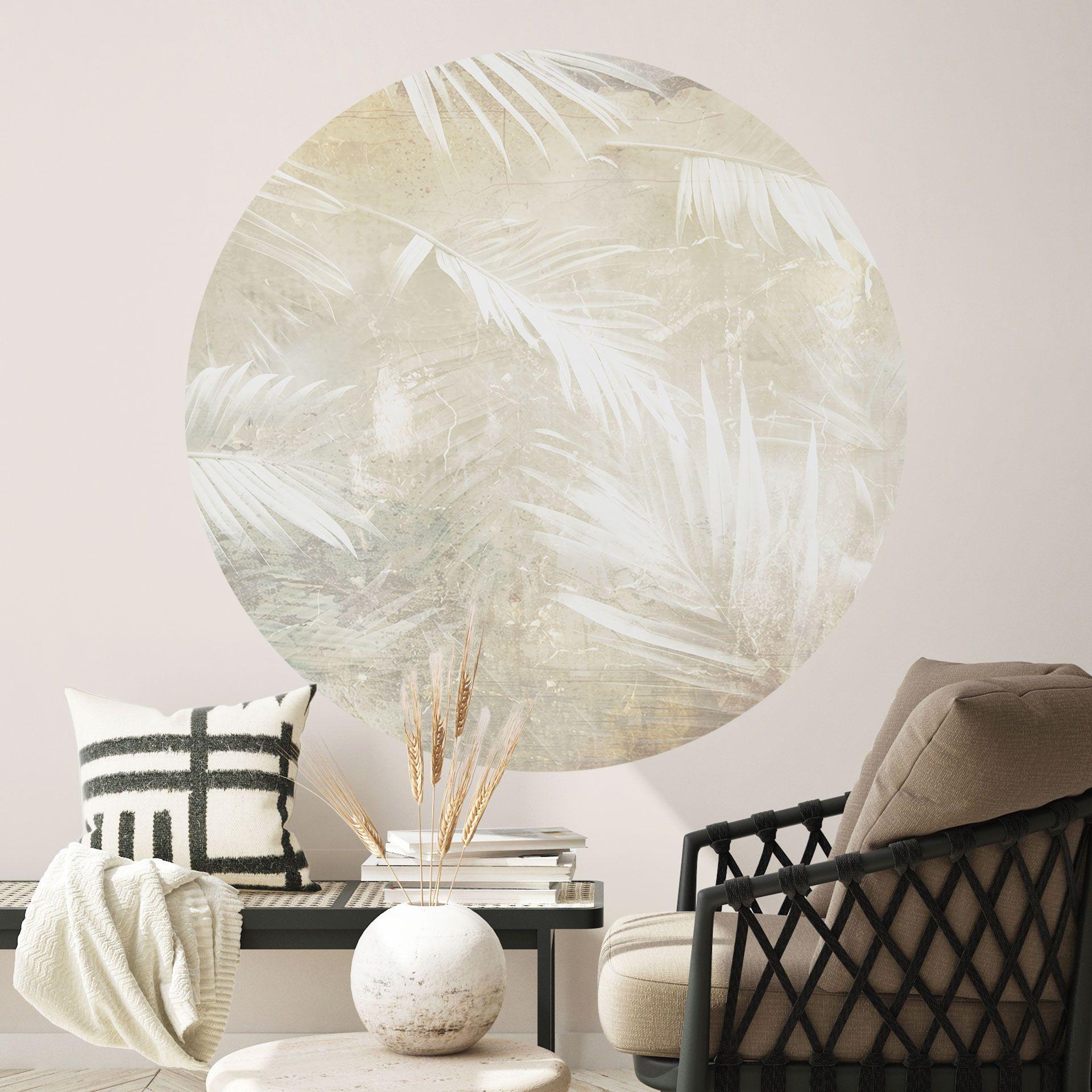 Vinilo decorativo Abstracto hojas de palmera blancas - Kulik - Redondo