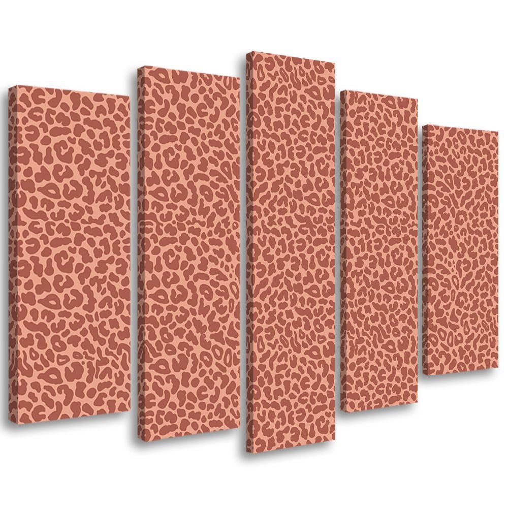 5 stykke lærredsprint, Leopard Leopard Pels Patches Mønster