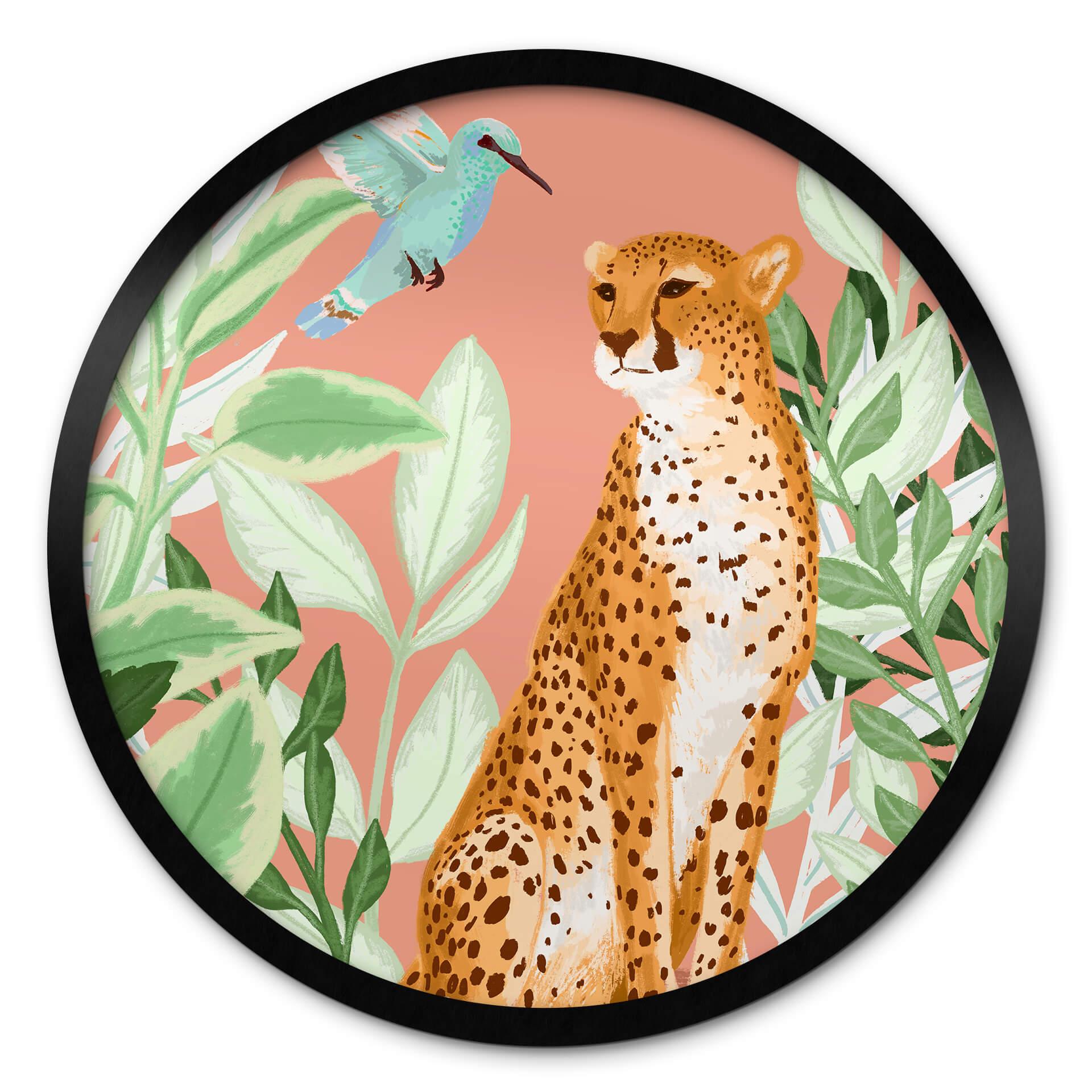 Poster Rond Goed Blauw - Tropical Pink