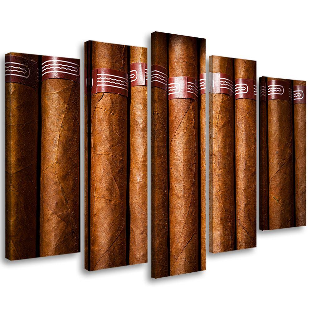 5 stykke lærredstryk, cubansk cigar