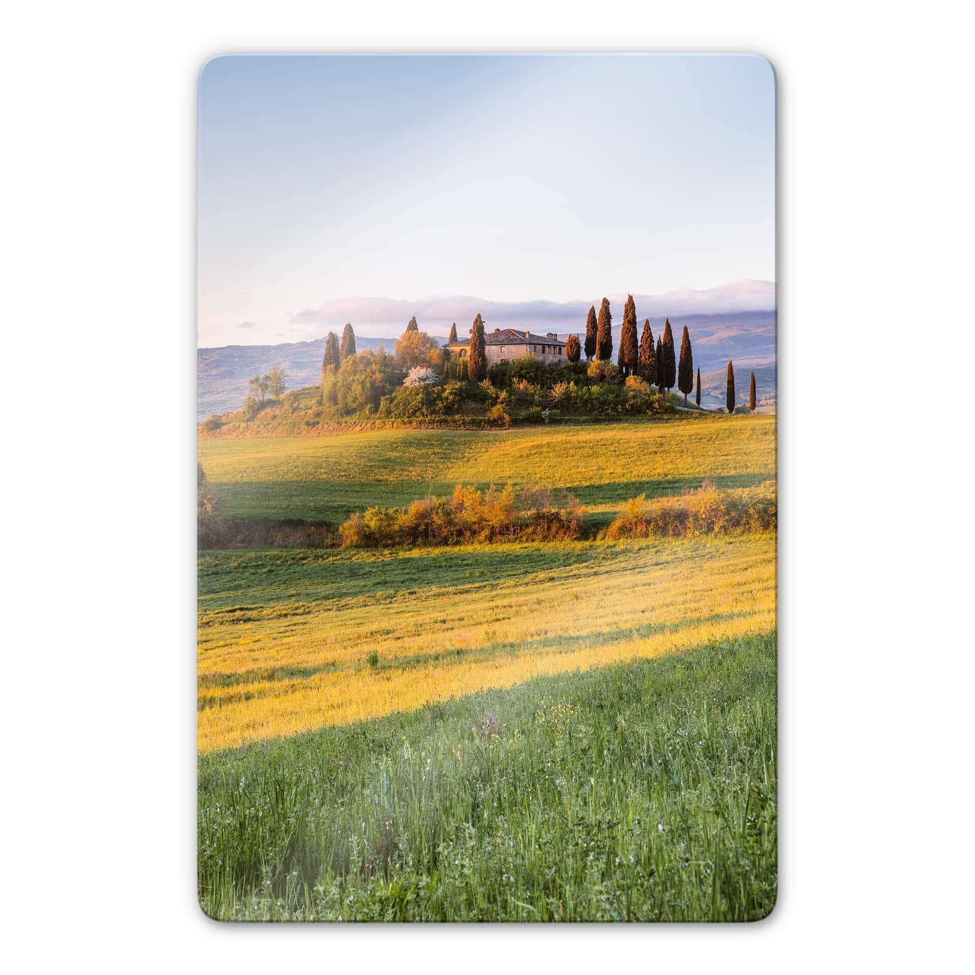 Tableau en verre Colombo - Le coucher du soleil en Toscane