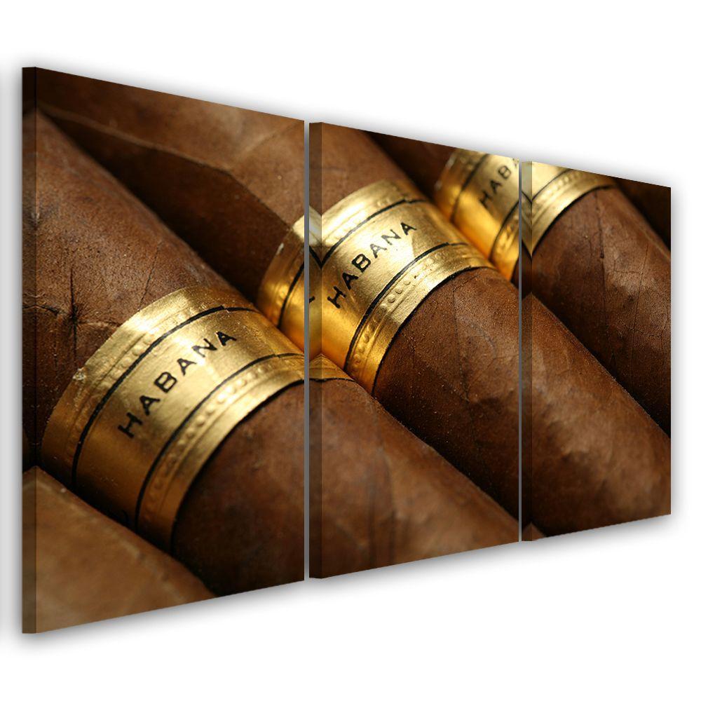 3 stykke lærredstryk, cubansk cigar