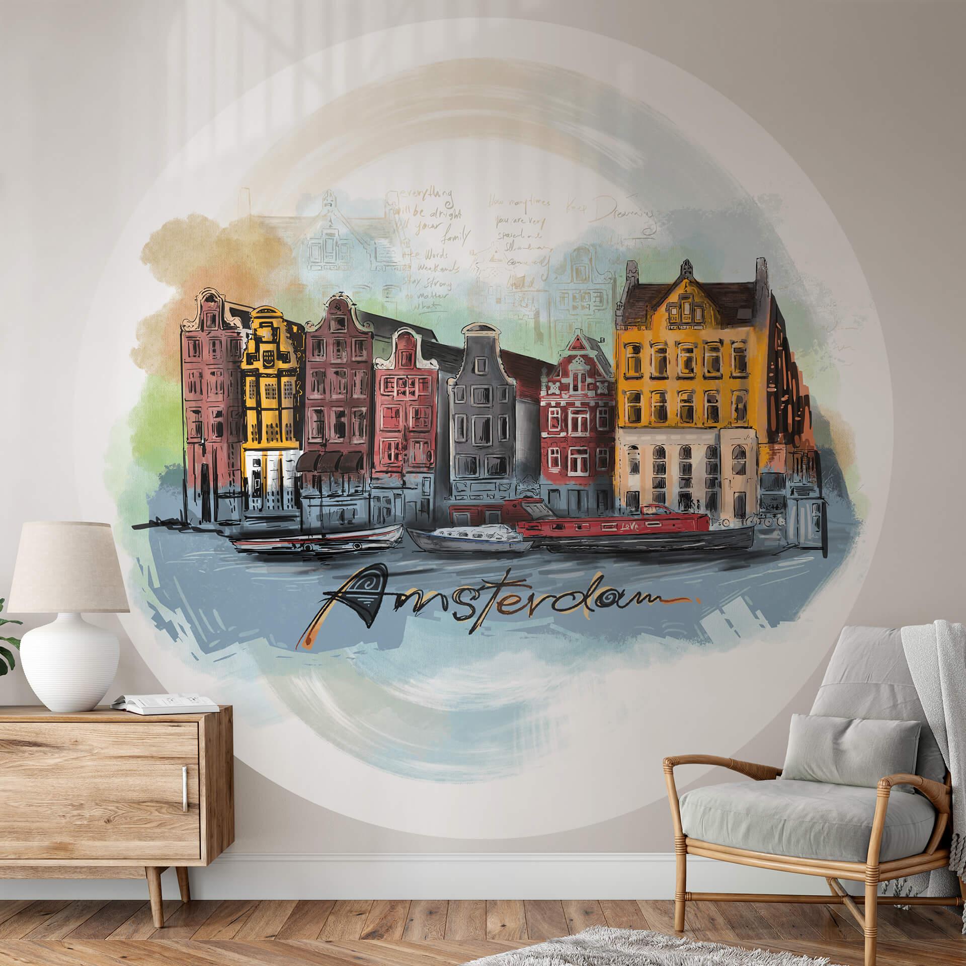 Fototapet - Rundt Love your City - Amsterdam - vliesetapet/selvklæbende non-woven tapet