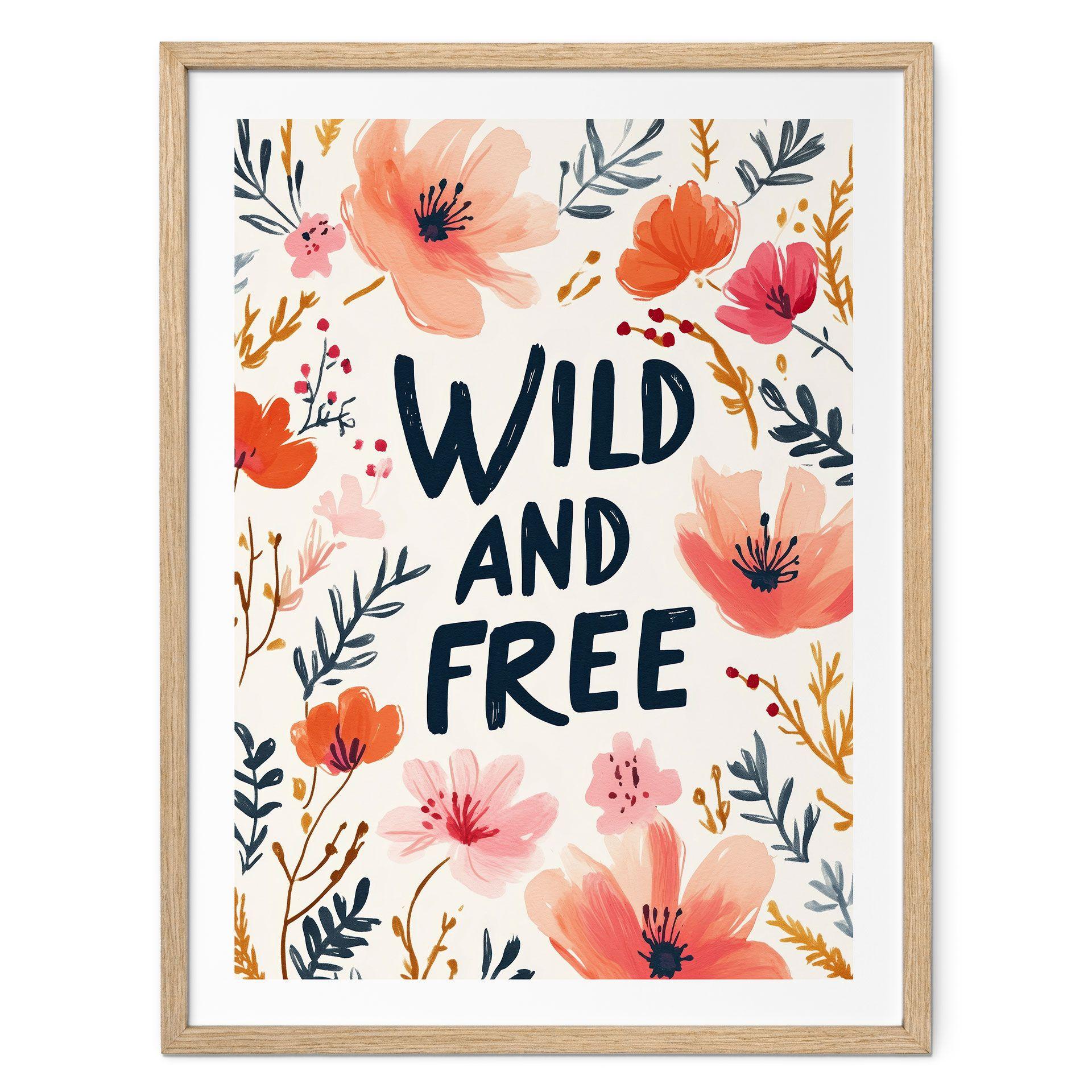 Póster Salvaje y libre con flores de acuarela - Treechild