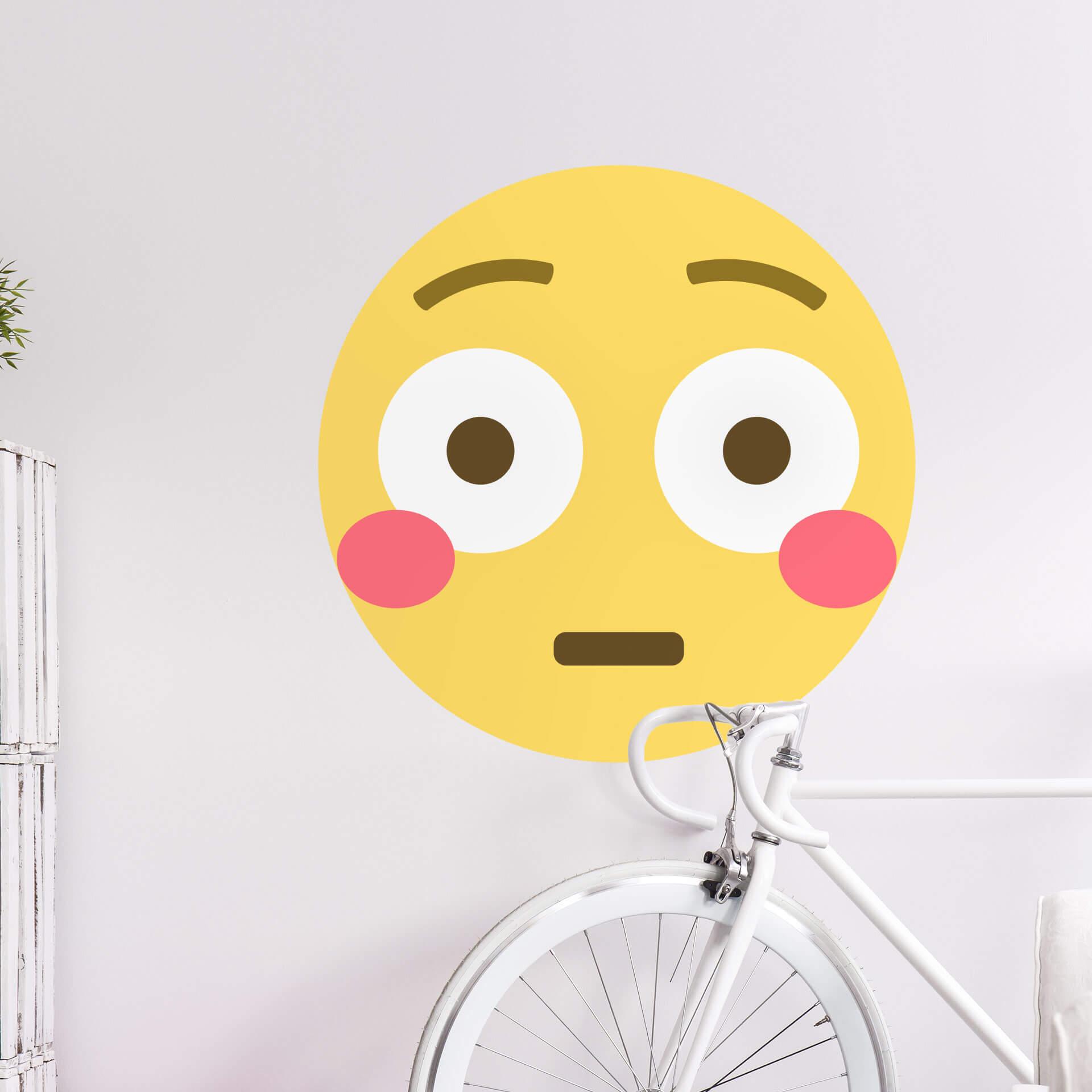 Muursticker Emoji Flushed Face