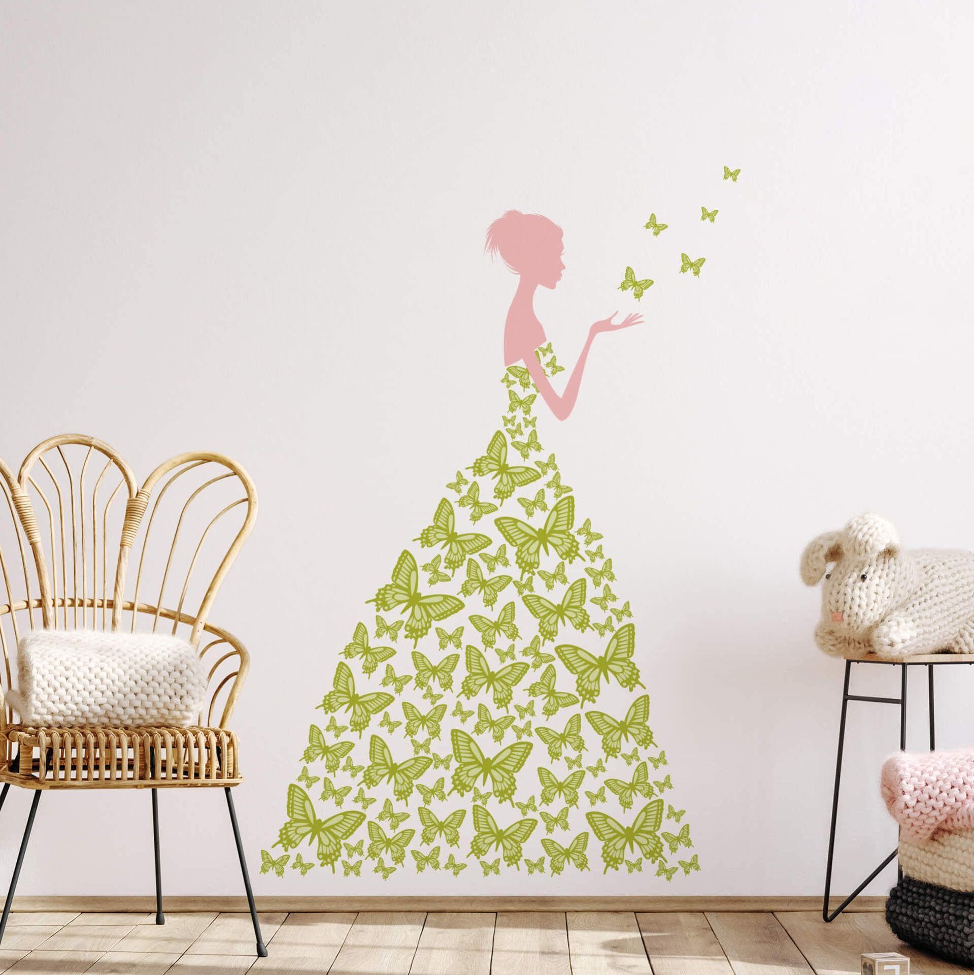 Sticker mural - Lady with Butterflies-vert