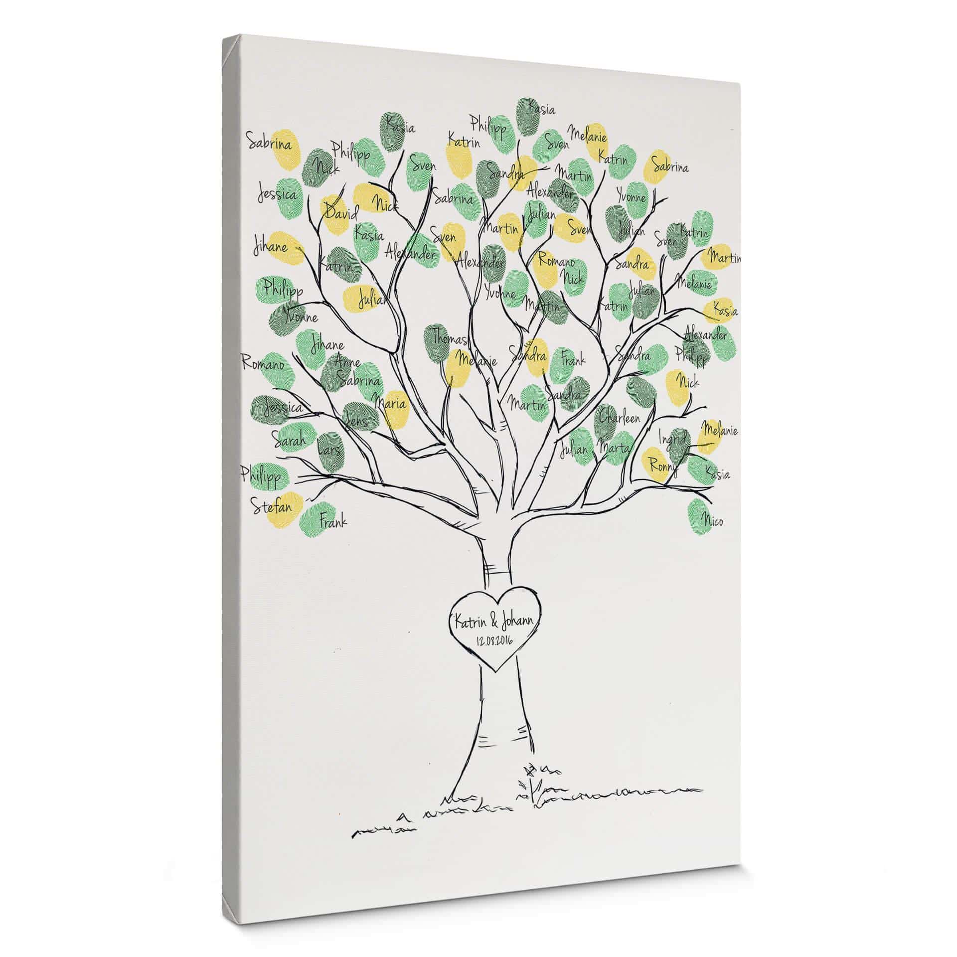 Cuadro lienzo huella + texto personalizado - Árbol de los deseos
