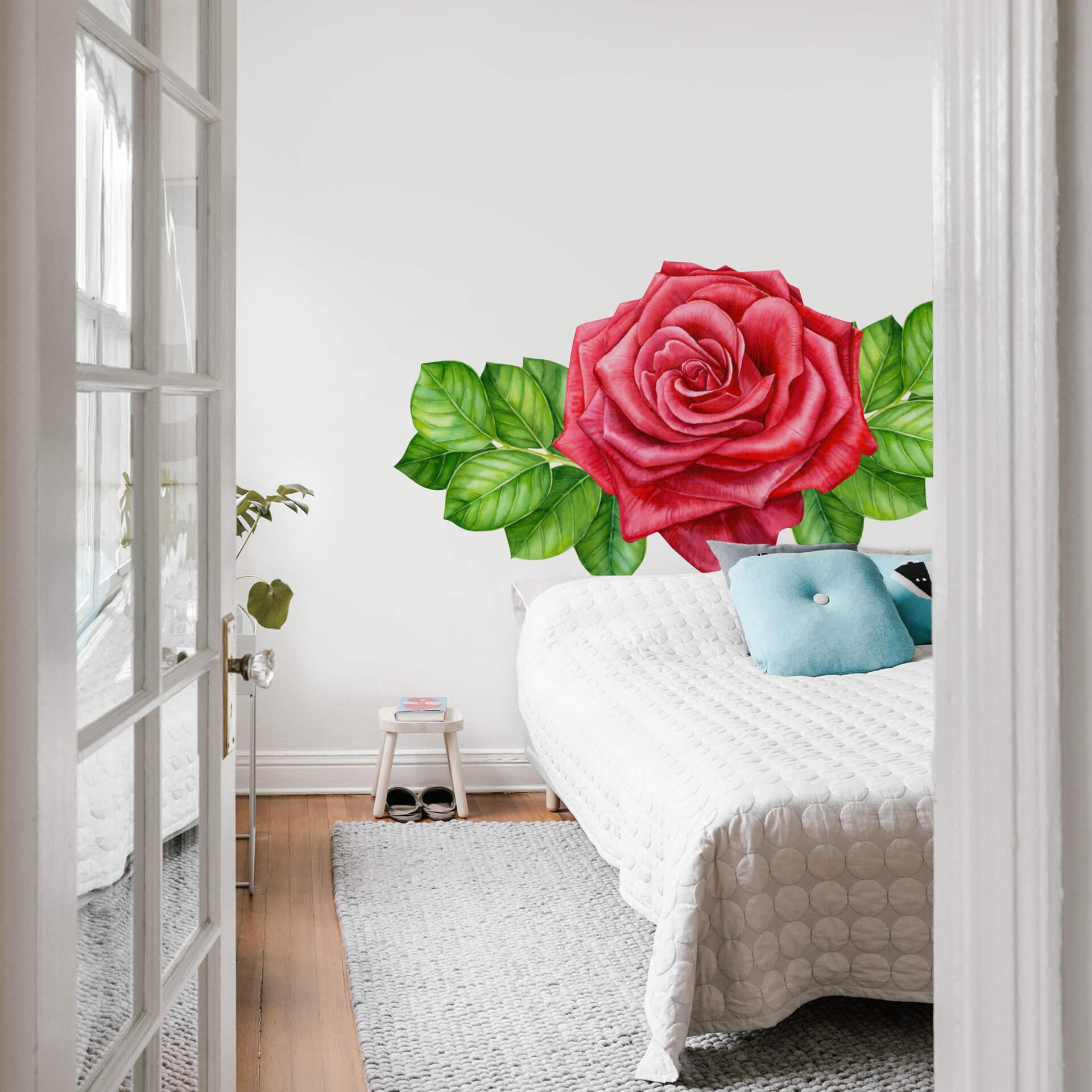 Sticker mural - Rose rouge XXL