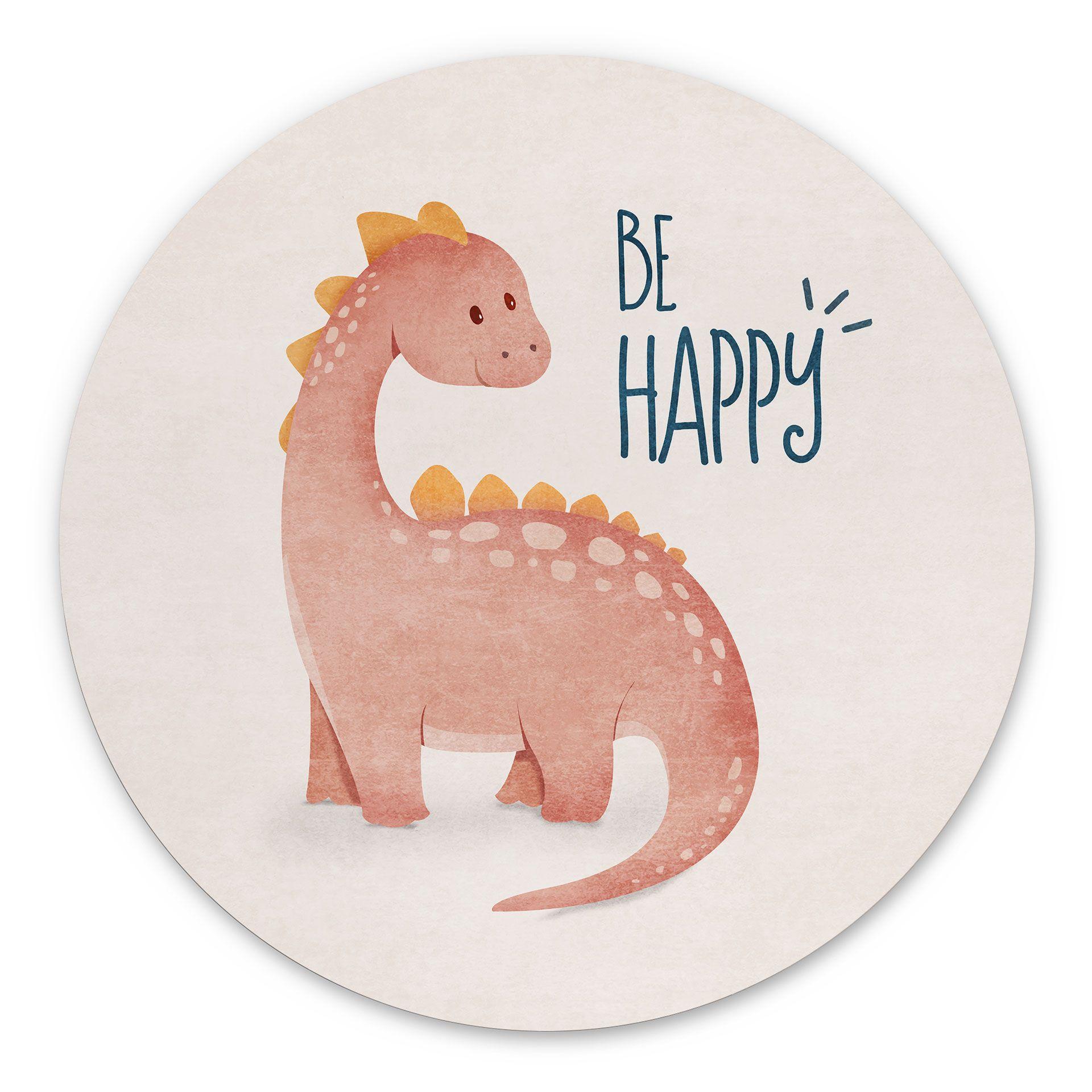 Vægcirkel Dino Be Happy - Brachiosaurus - Tunaboylu – print på aluminium (Alu-Dibond)