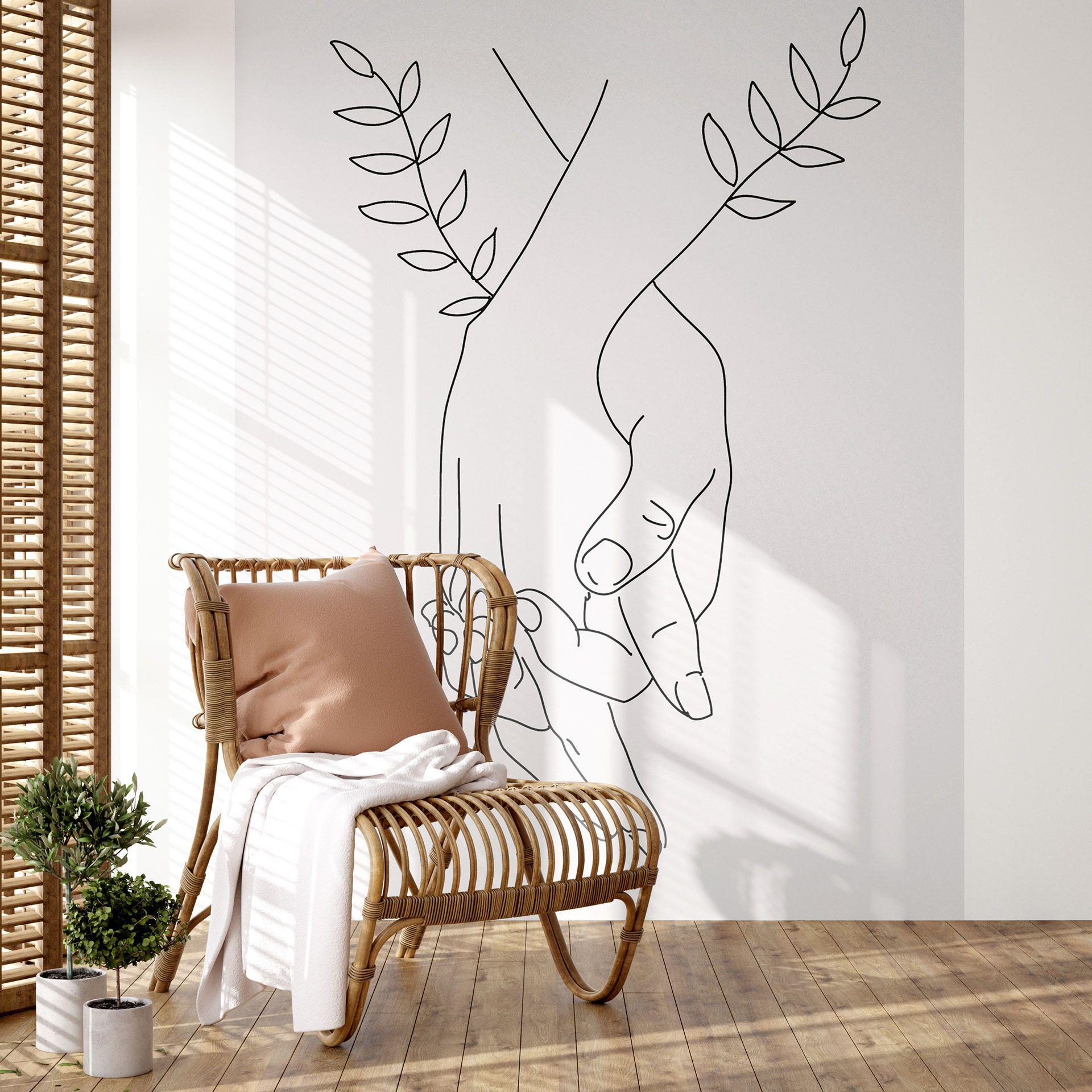Fototapet Line Art - Elskende, der holder hinanden i hånden - Lizde