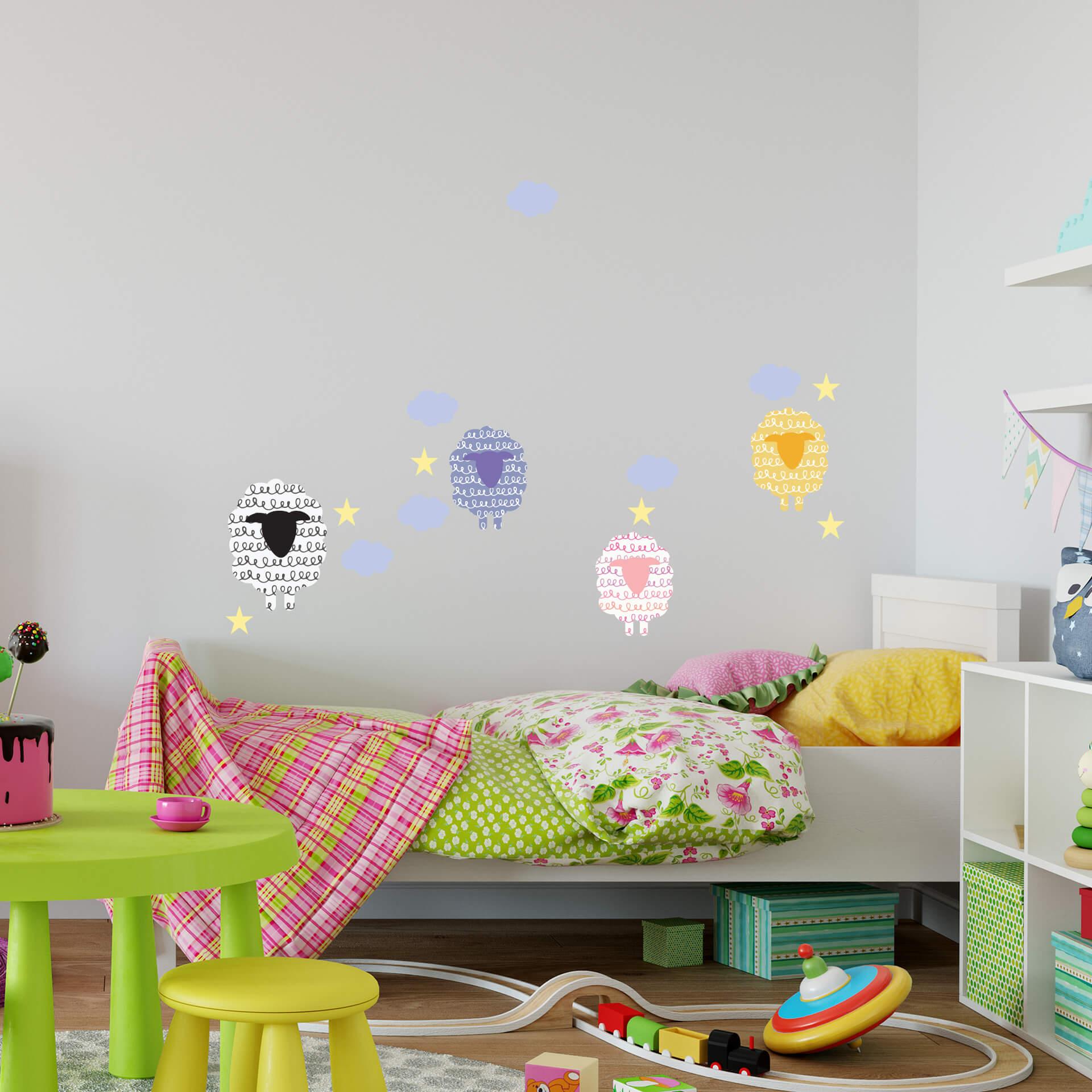 Wallsticker - Mønsterfår (sæt med 4)