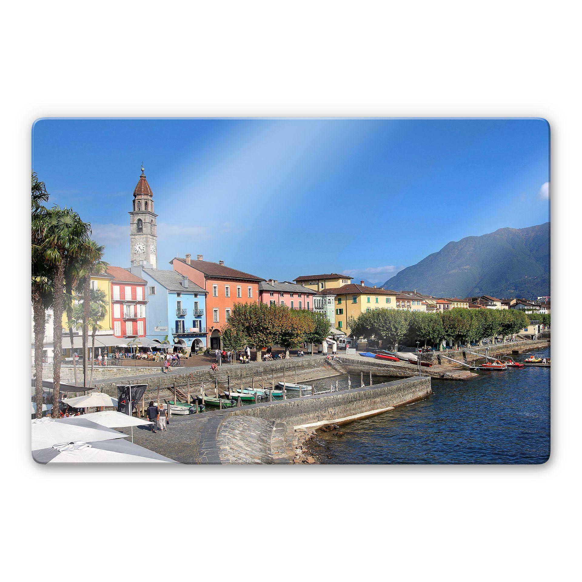 Glasschilderij Promenade van Lago Maggiore