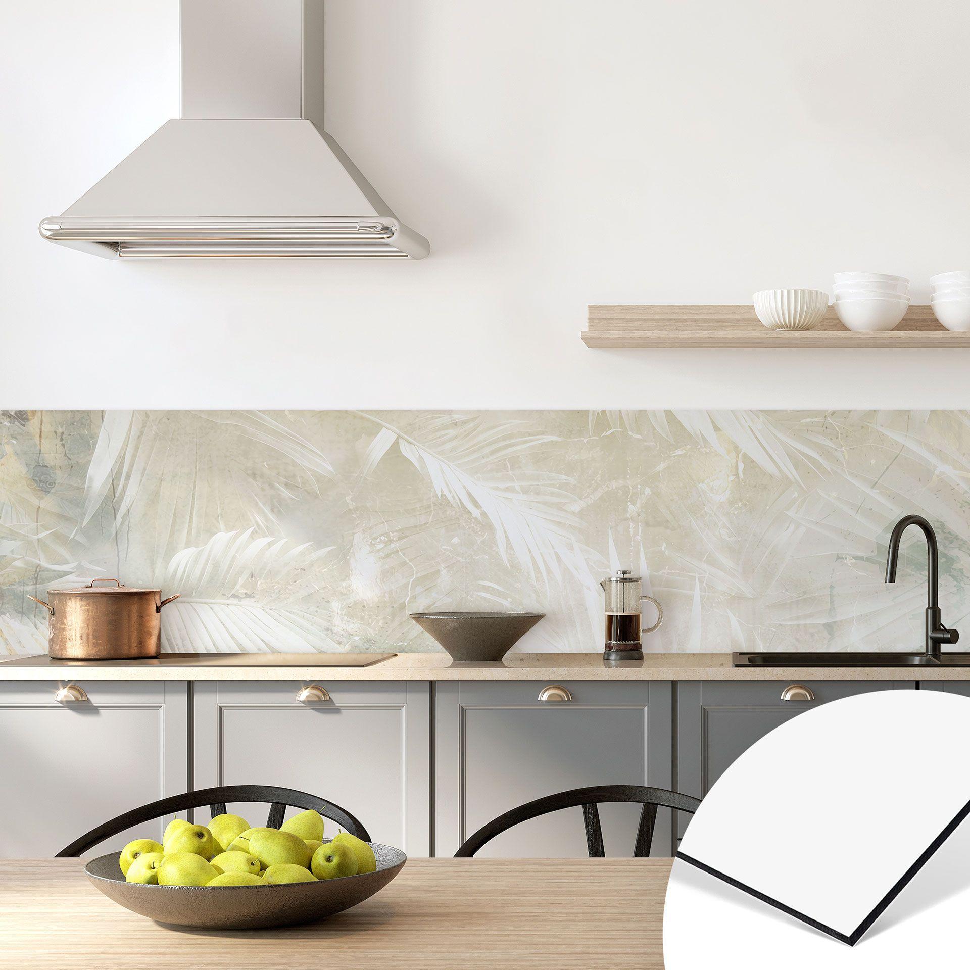 Køkken backsplash Abstrakte hvide palmeblade - Kulik