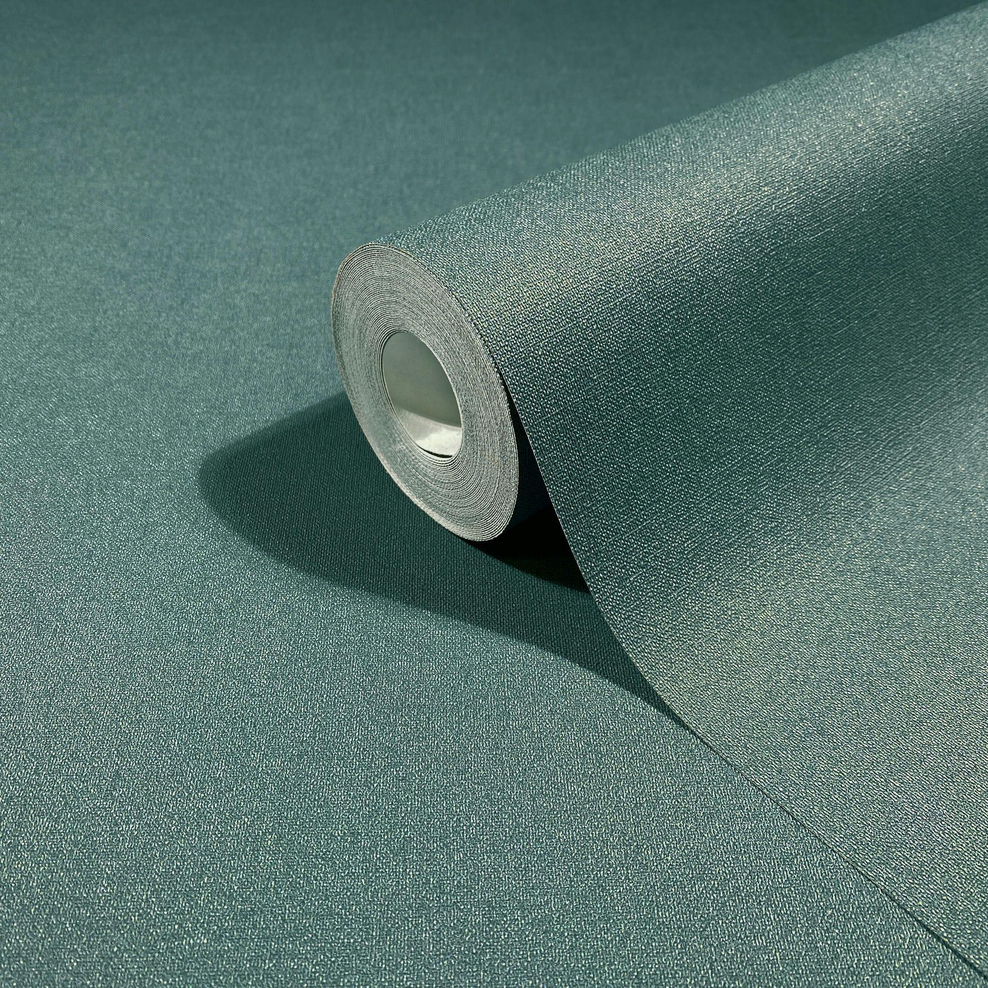 Papel pintado no tejido aspecto hormigón liso moderno mate en verde 
