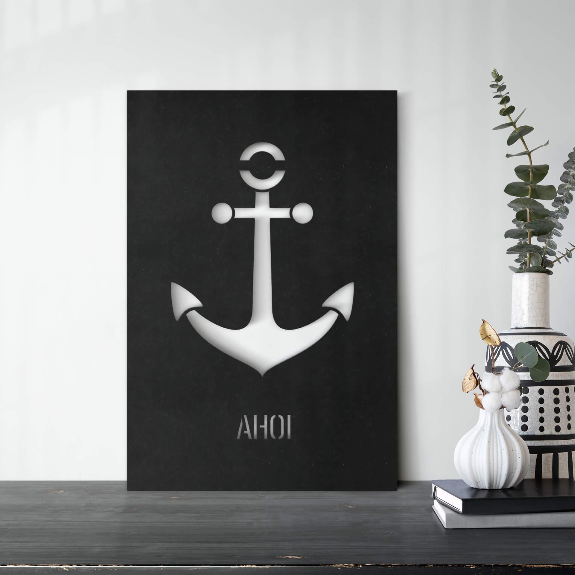 Décoration en bois MDF - Ahoi avec ancre