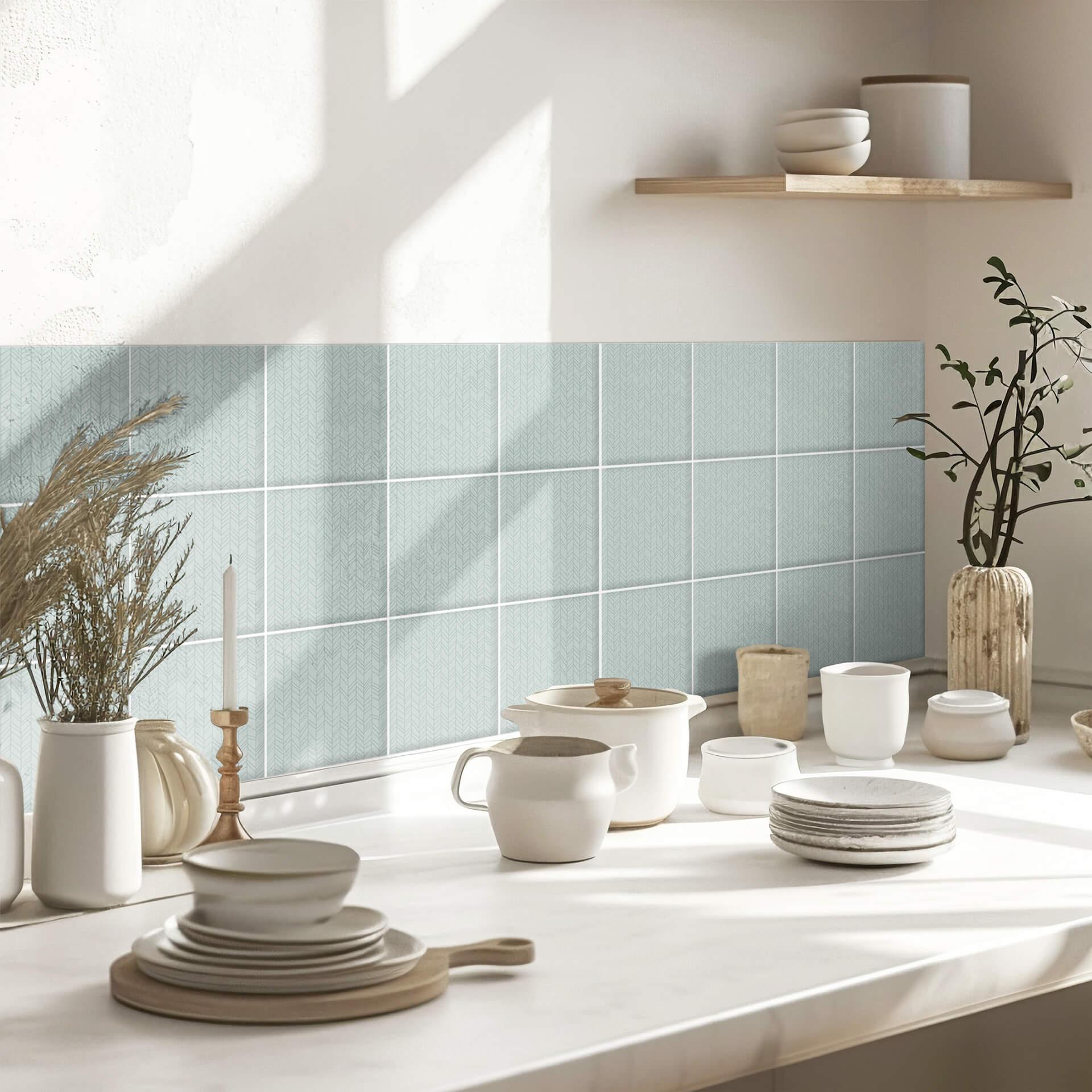 Azulejos Adhesivos espiga filigrana azul-verde - lote de 12