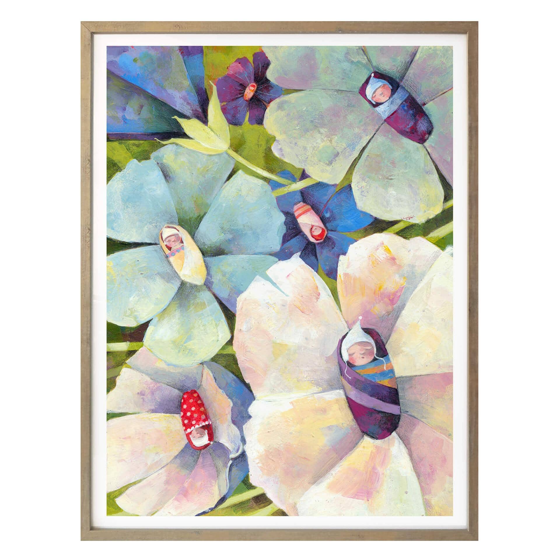 Affiche Blanz - Bébés fleurs