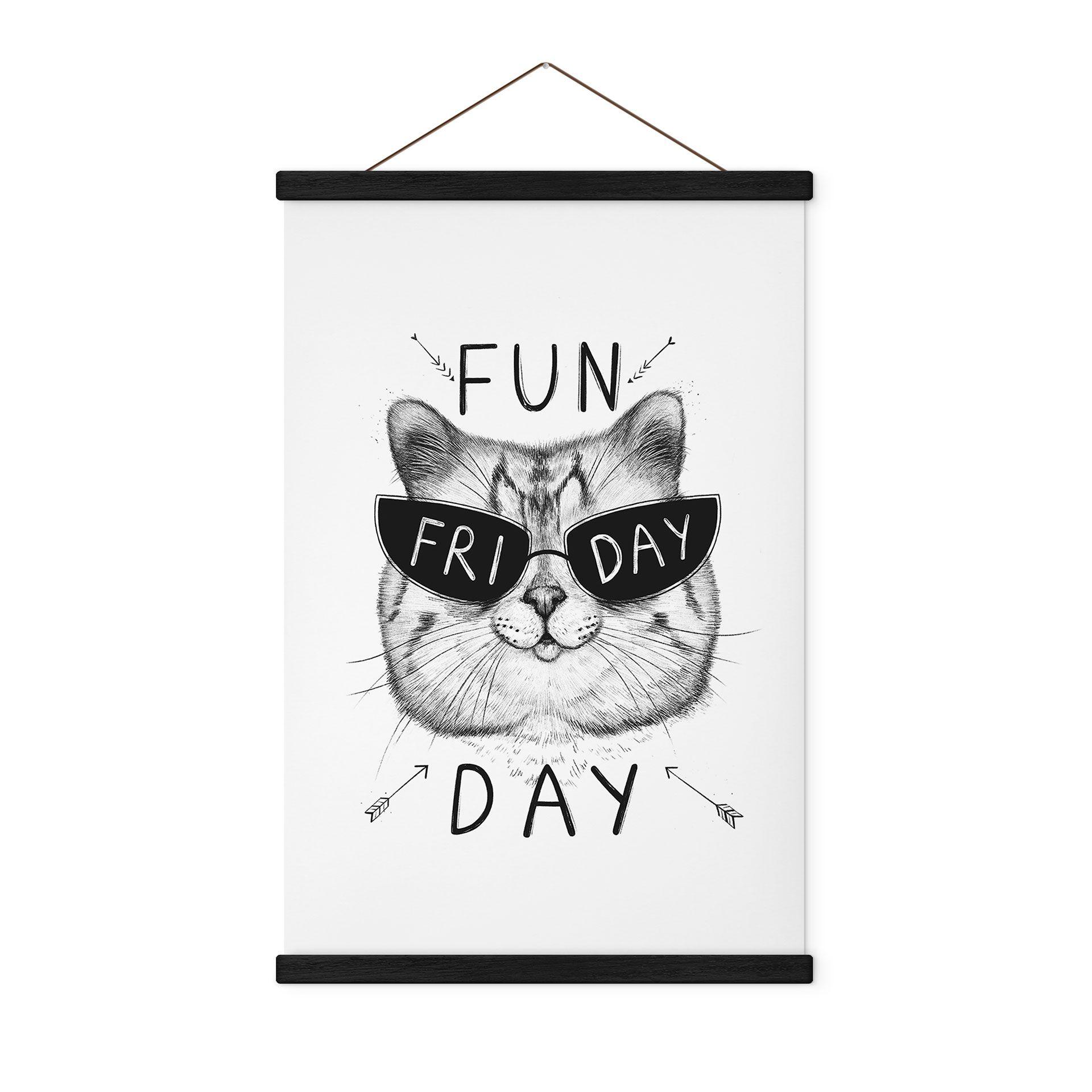 Póster de tela gato con gafas de sol - Fun Friday Cat - Korenkova