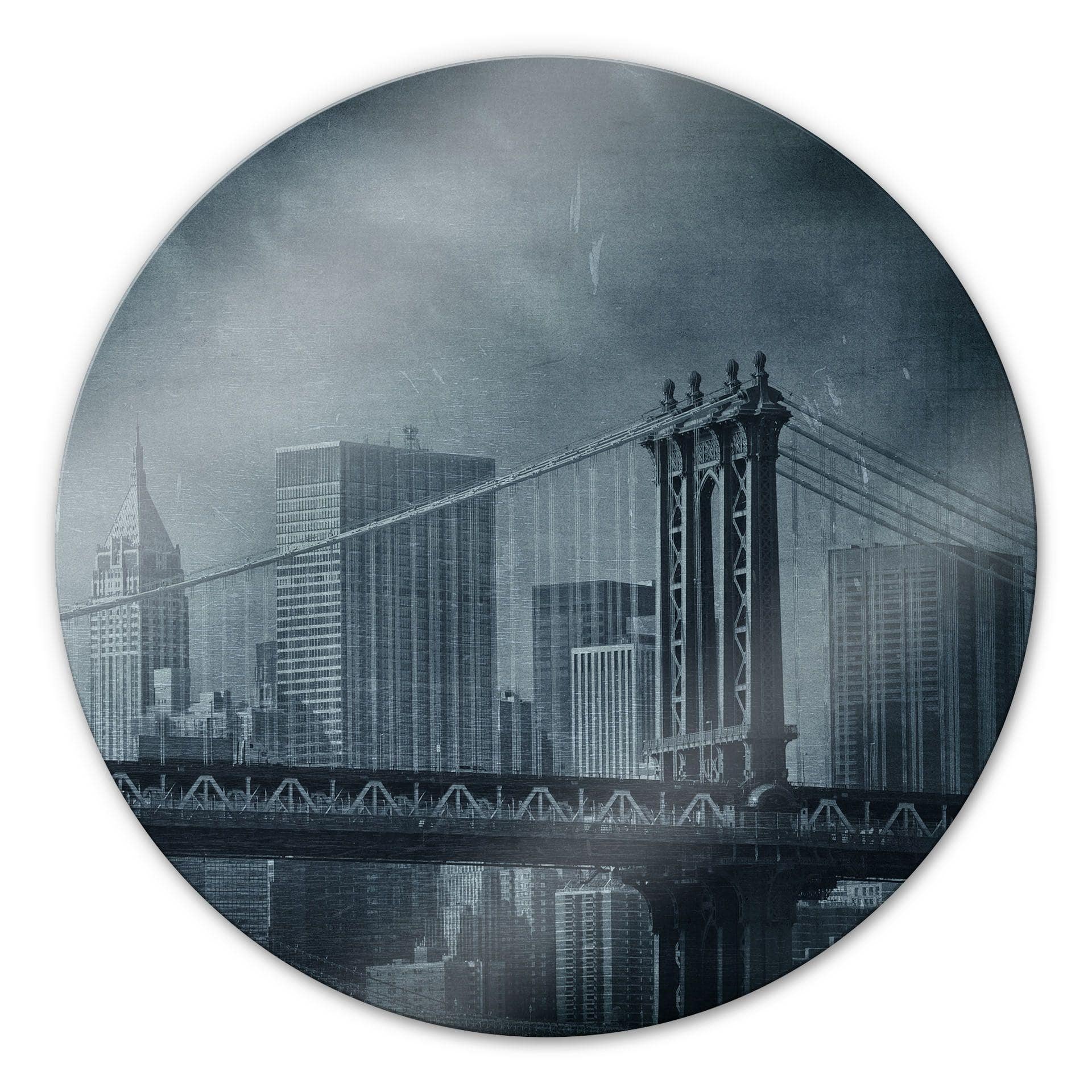 Tableau en verre - New York Bridge - rond