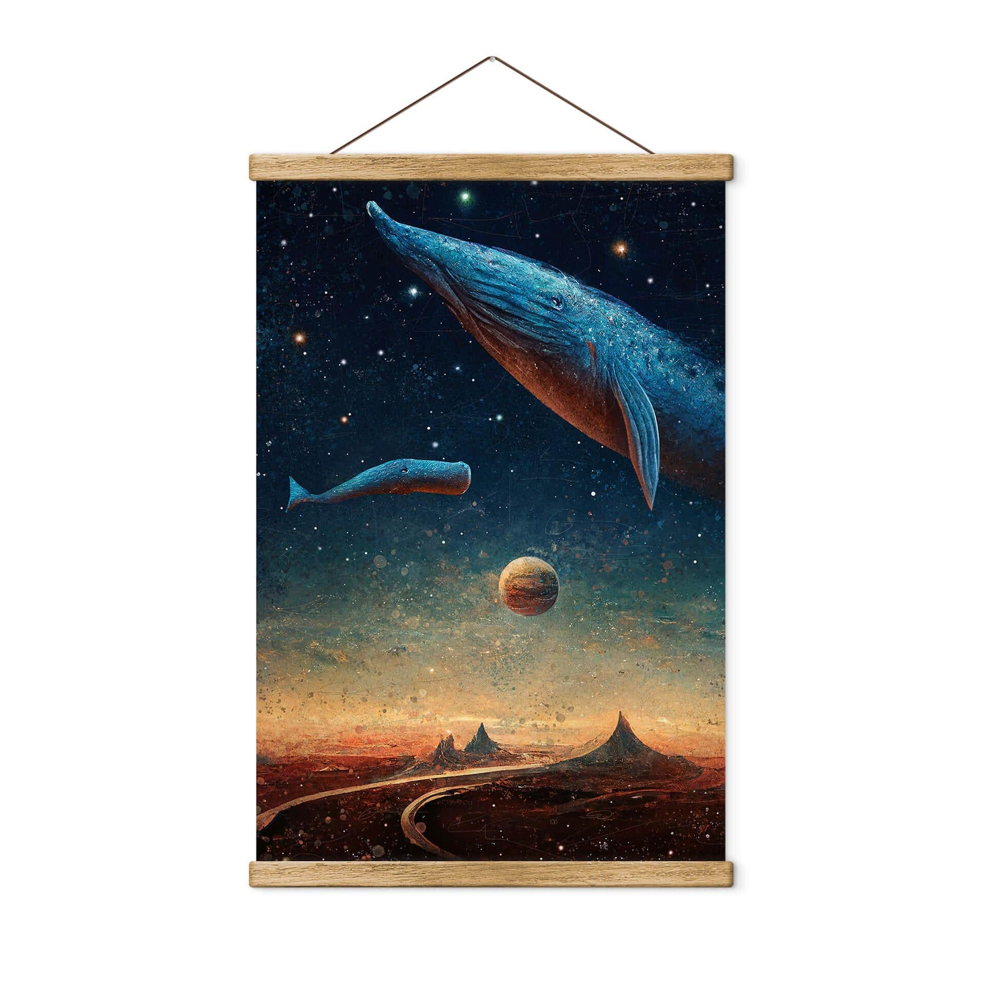Heine Tekstil plakat - To hvaler i rummet - Astro Cruise